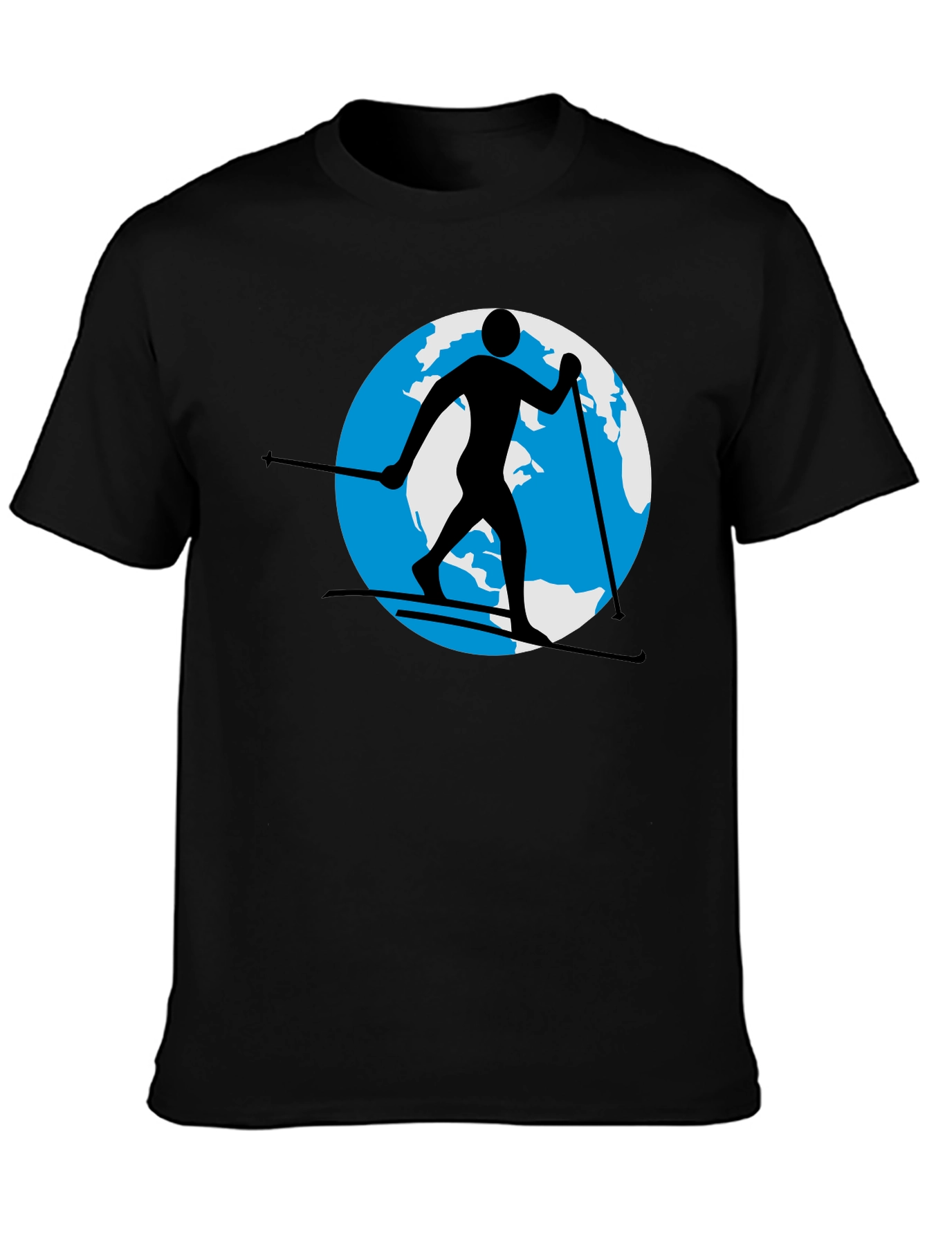 Skiing Around the World Black Graphic Tee