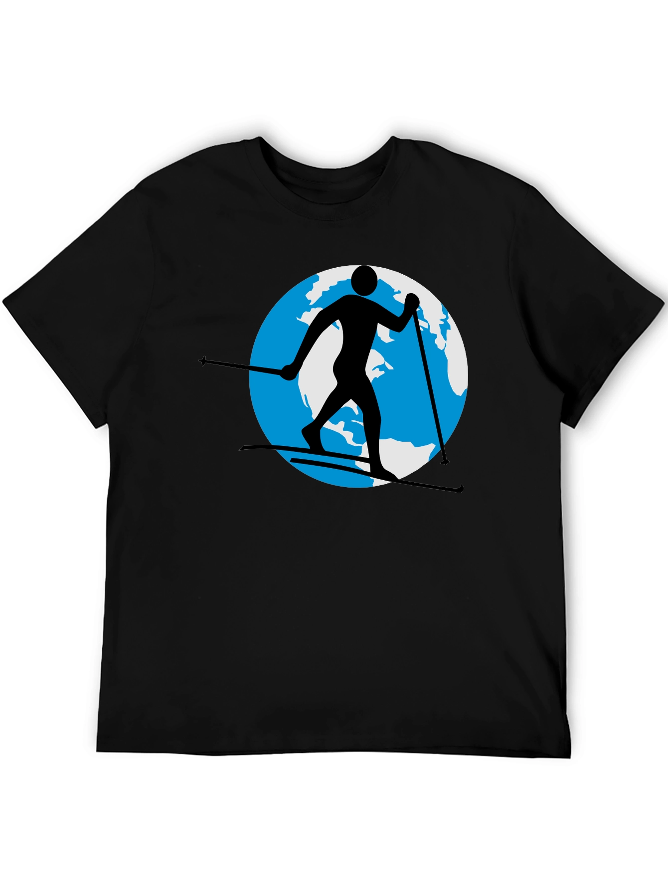 Skiing Around the World Black Graphic Tee
