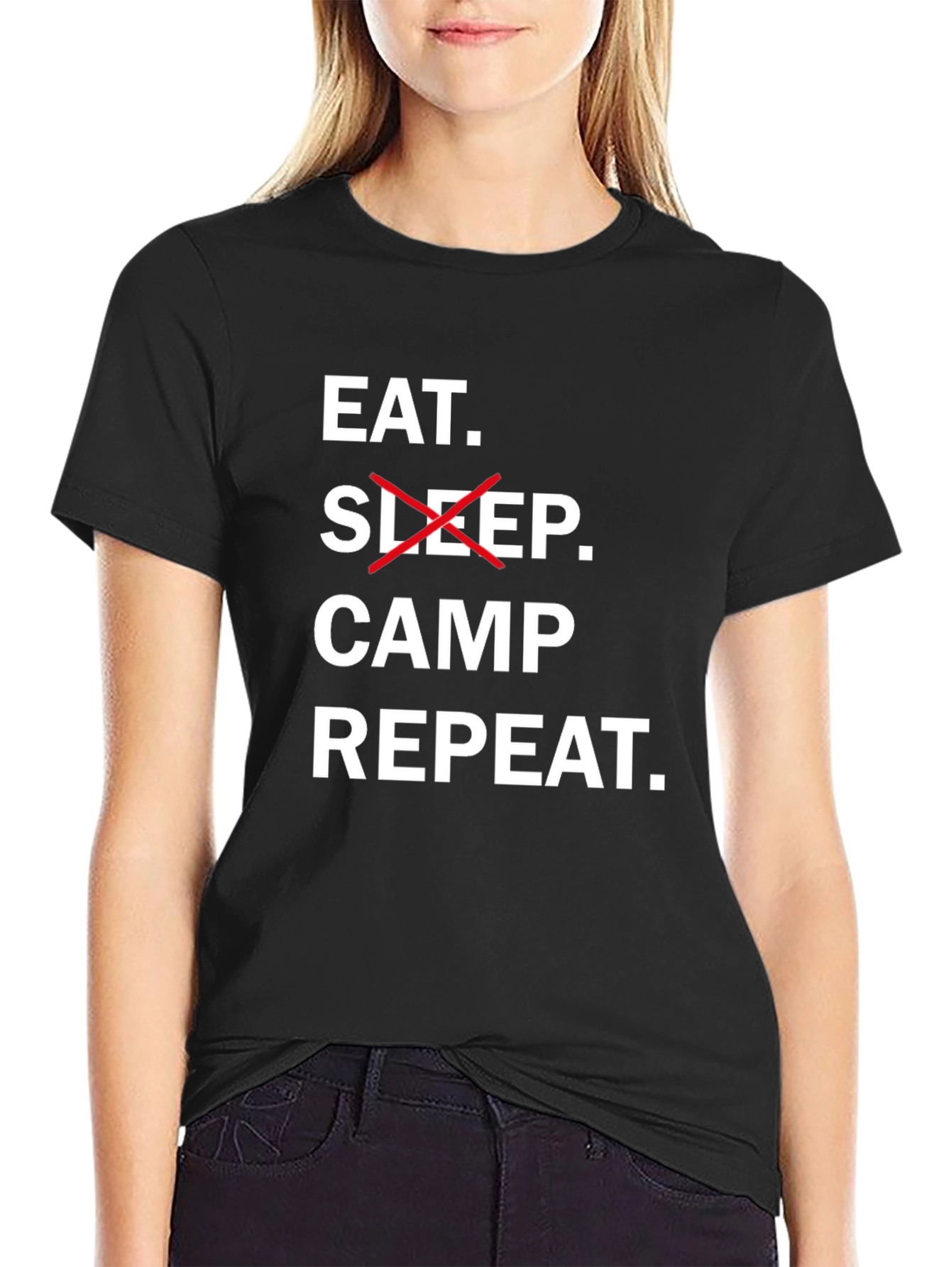 Eat Sleep Camp Repeat Black T-Shirt