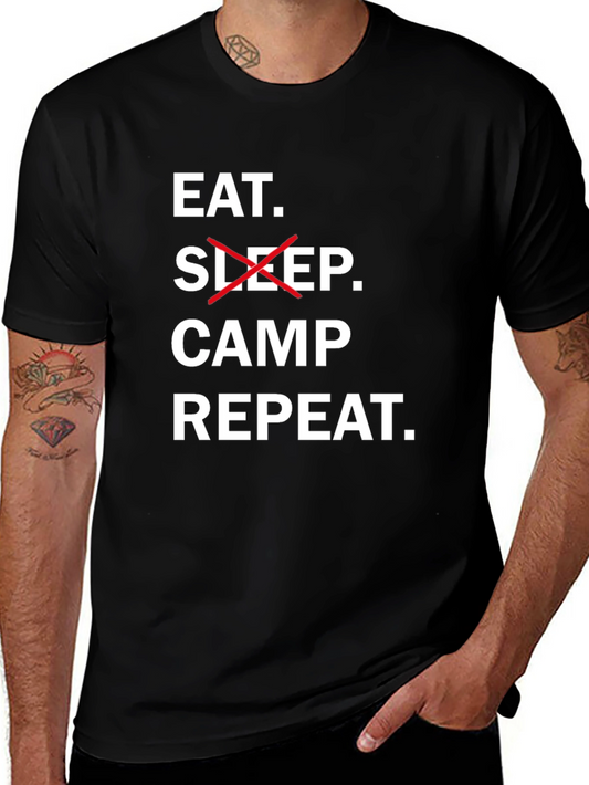 Eat Sleep Camp Repeat Black T-Shirt