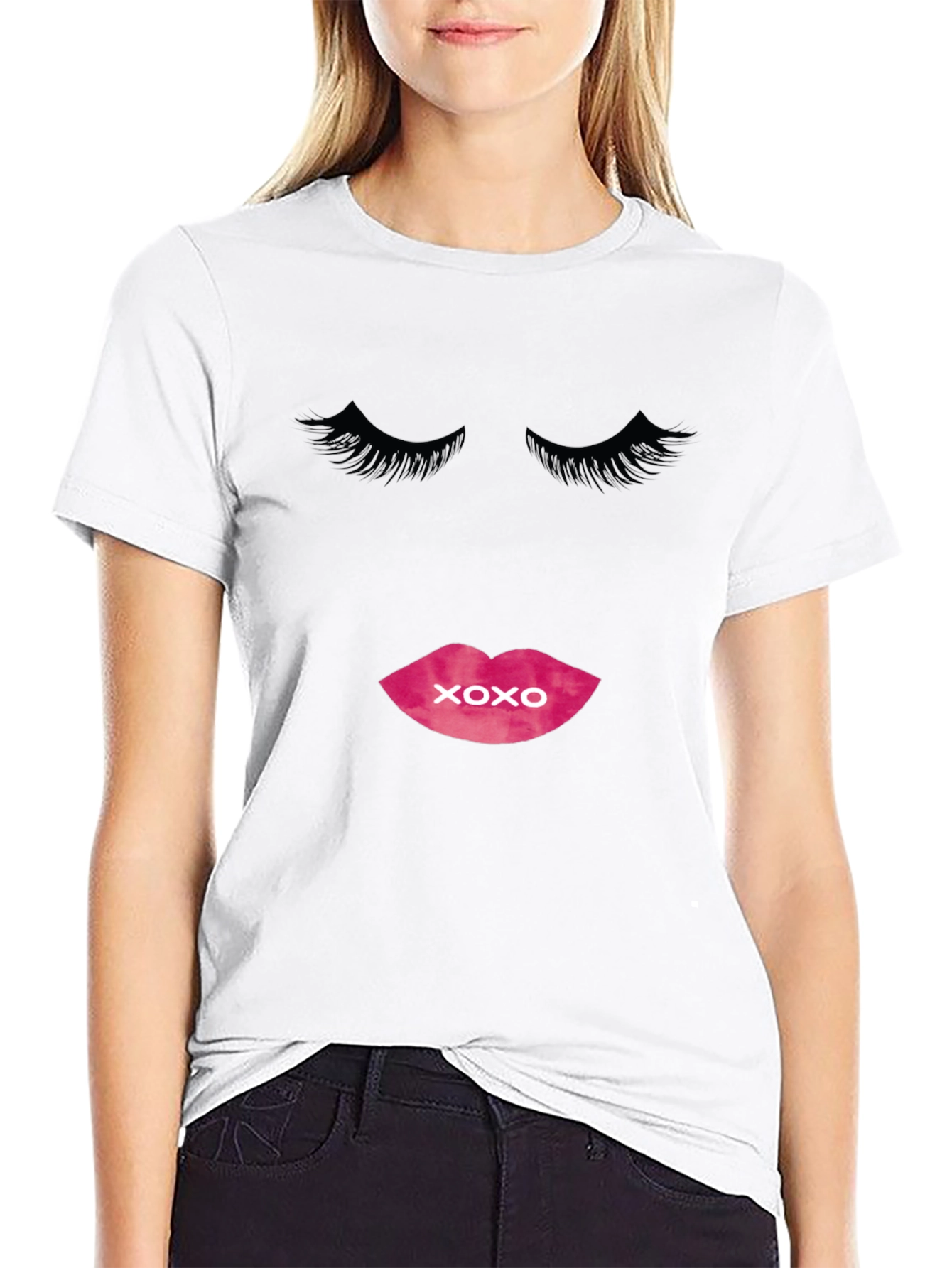 XOXO Lips Graphic Black T-Shirt