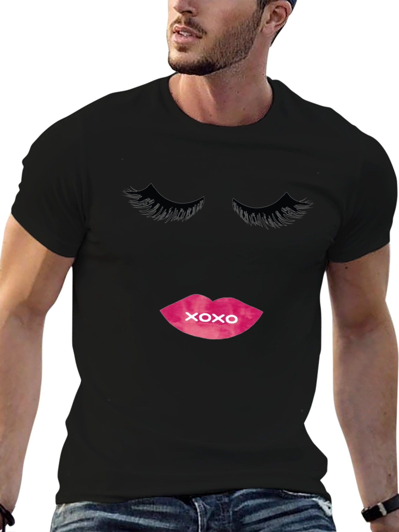 XOXO Lips Graphic Black T-Shirt