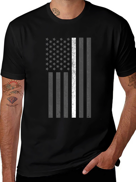 American Flag Thin White Line Graphic T-Shirt