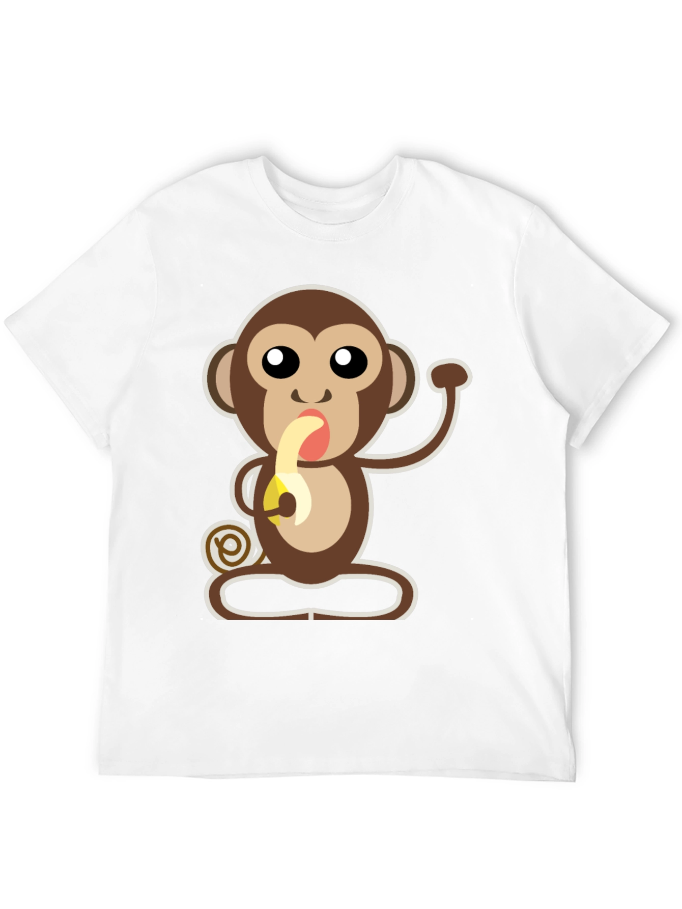 Cartoon Monkey Eating Banana Graphic T-Shirt
