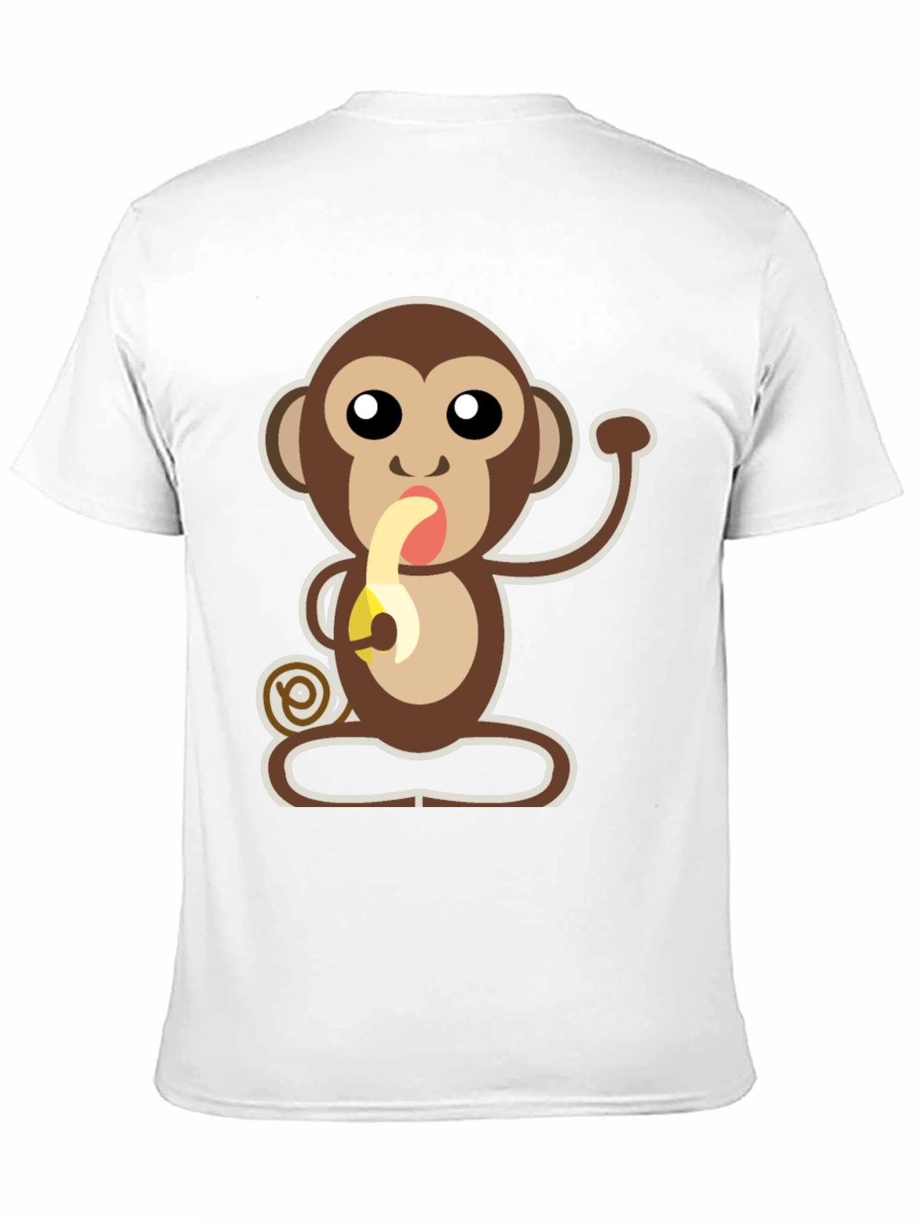 Cartoon Monkey Eating Banana Graphic T-Shirt