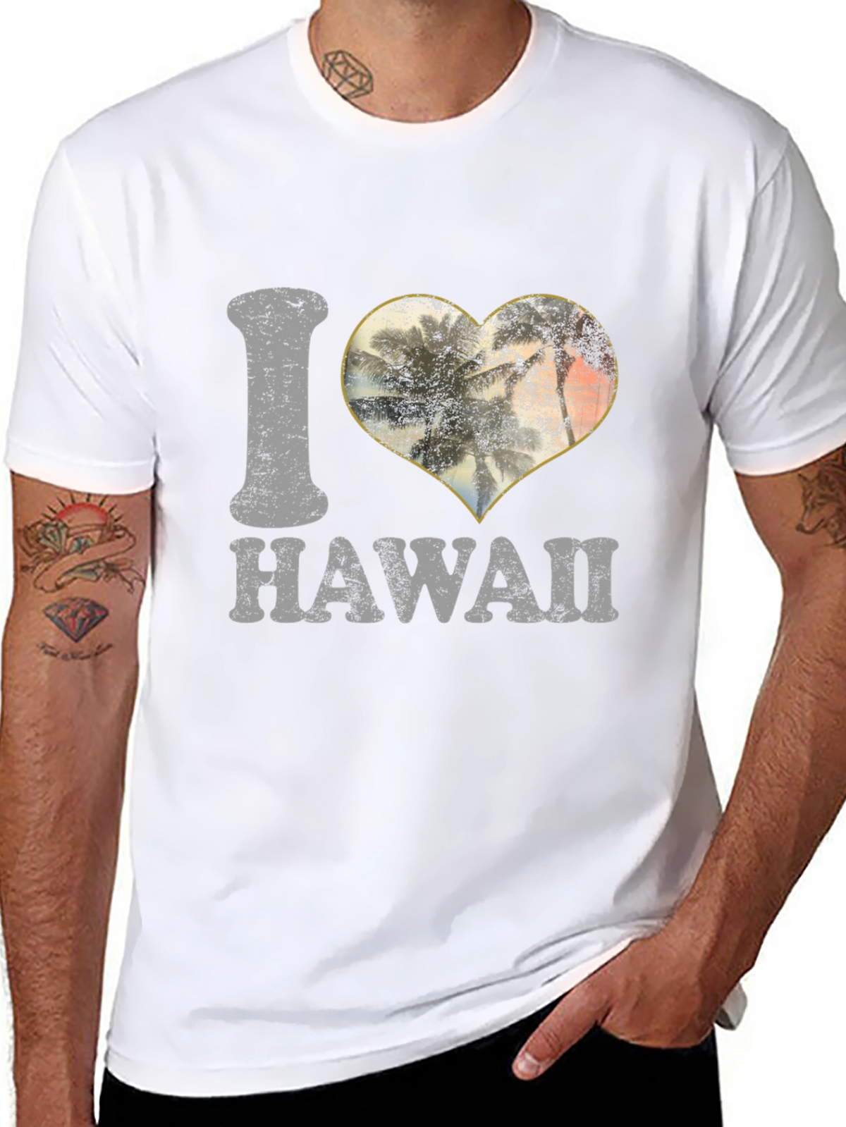 I Love Hawaii Palm Trees Heart T-Shirt