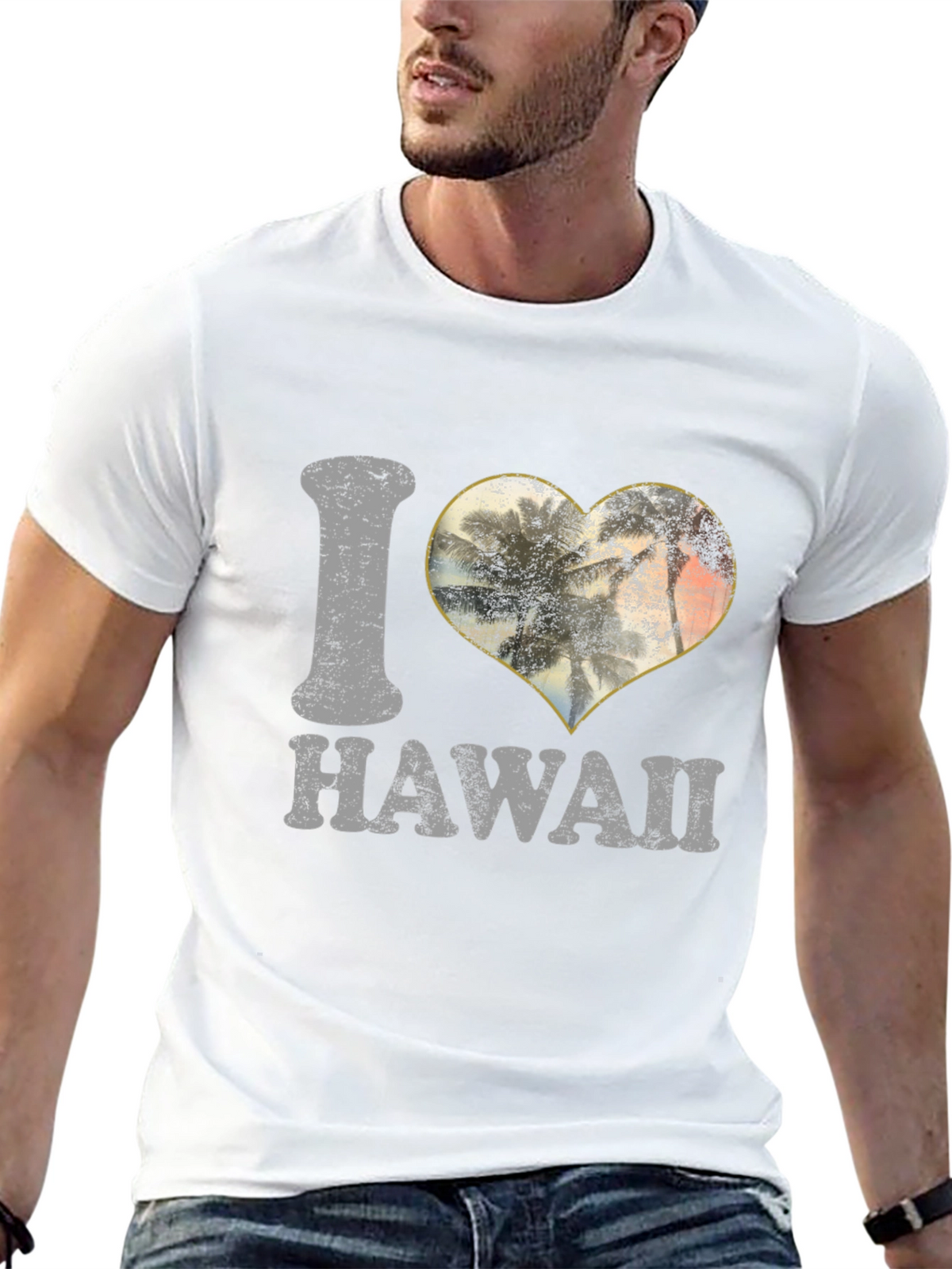 I Love Hawaii Palm Trees Heart T-Shirt