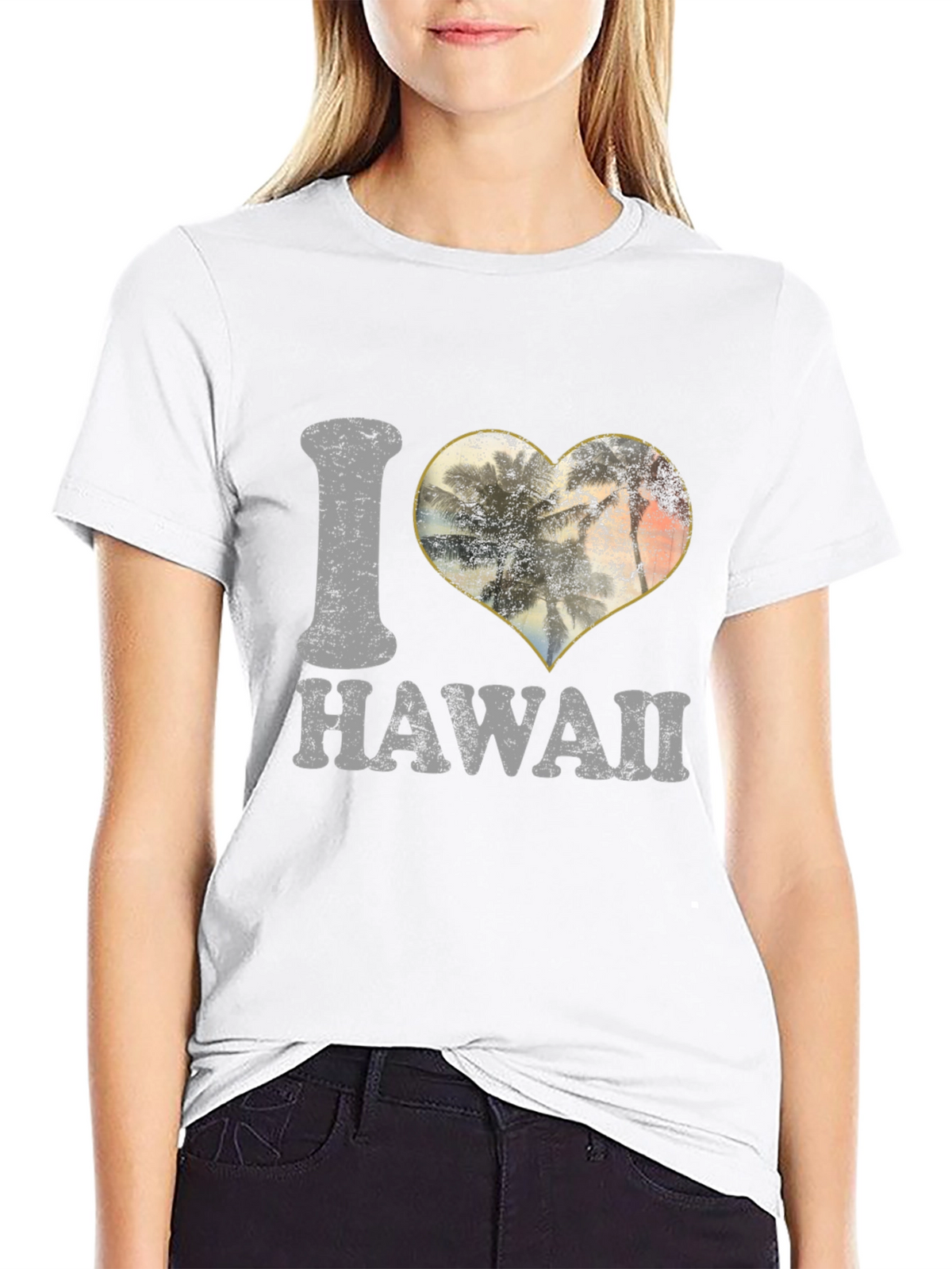 I Love Hawaii Palm Trees Heart T-Shirt