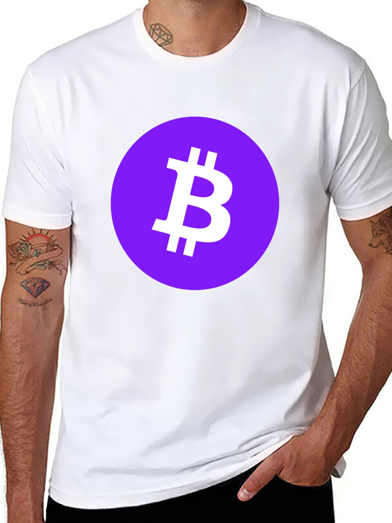 Bitcoin Crypto Tee - Purple Circle Black T-Shirt