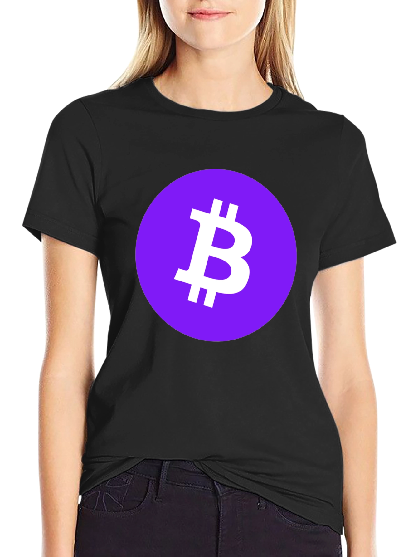 Bitcoin Crypto Tee - Purple Circle Black T-Shirt