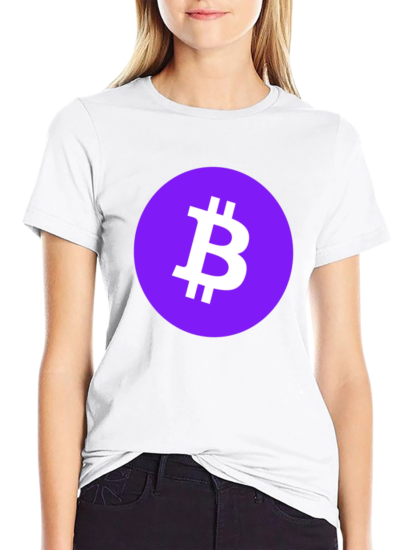 Bitcoin Crypto Tee - Purple Circle Black T-Shirt