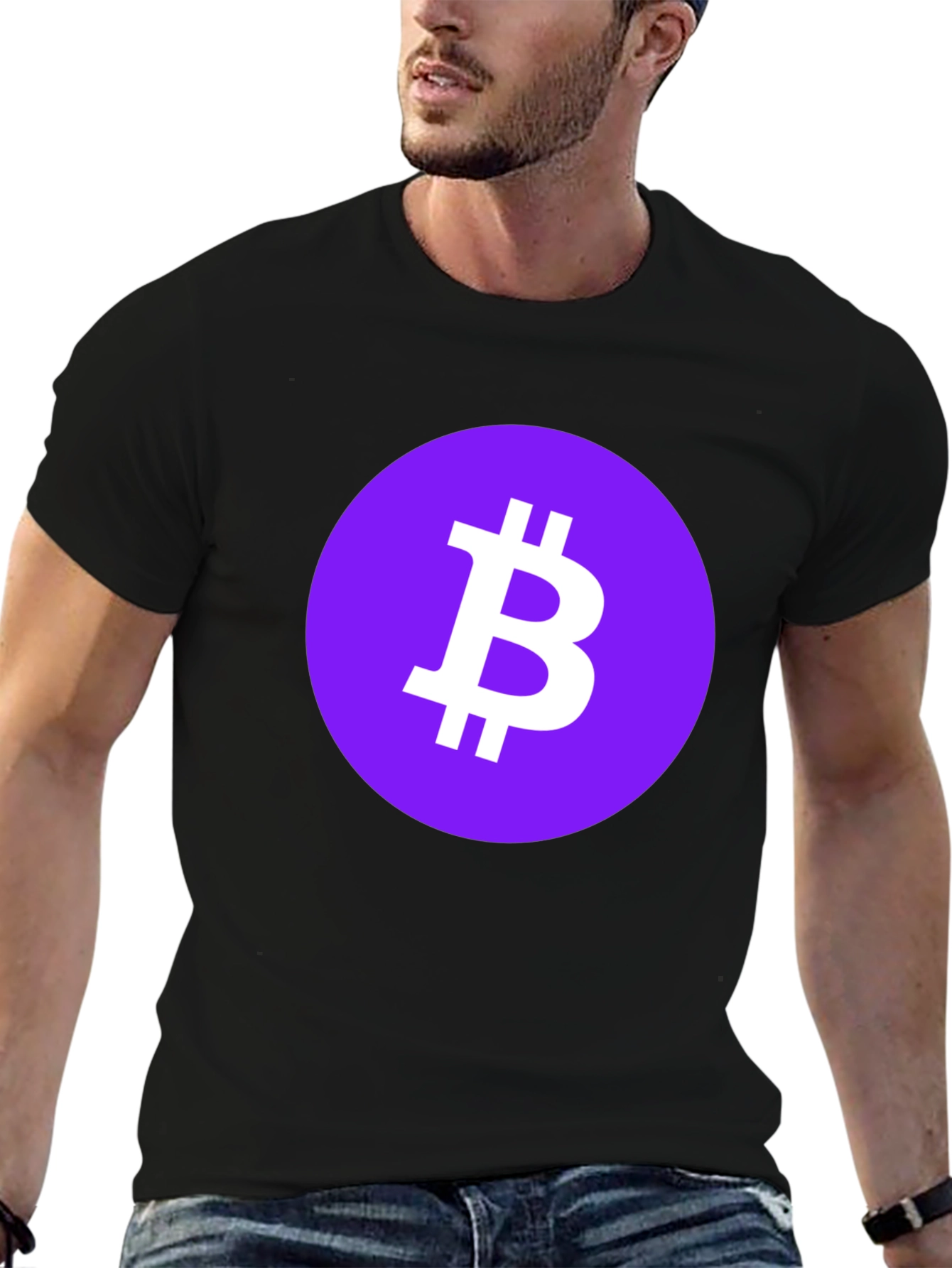 Bitcoin Crypto Tee - Purple Circle Black T-Shirt
