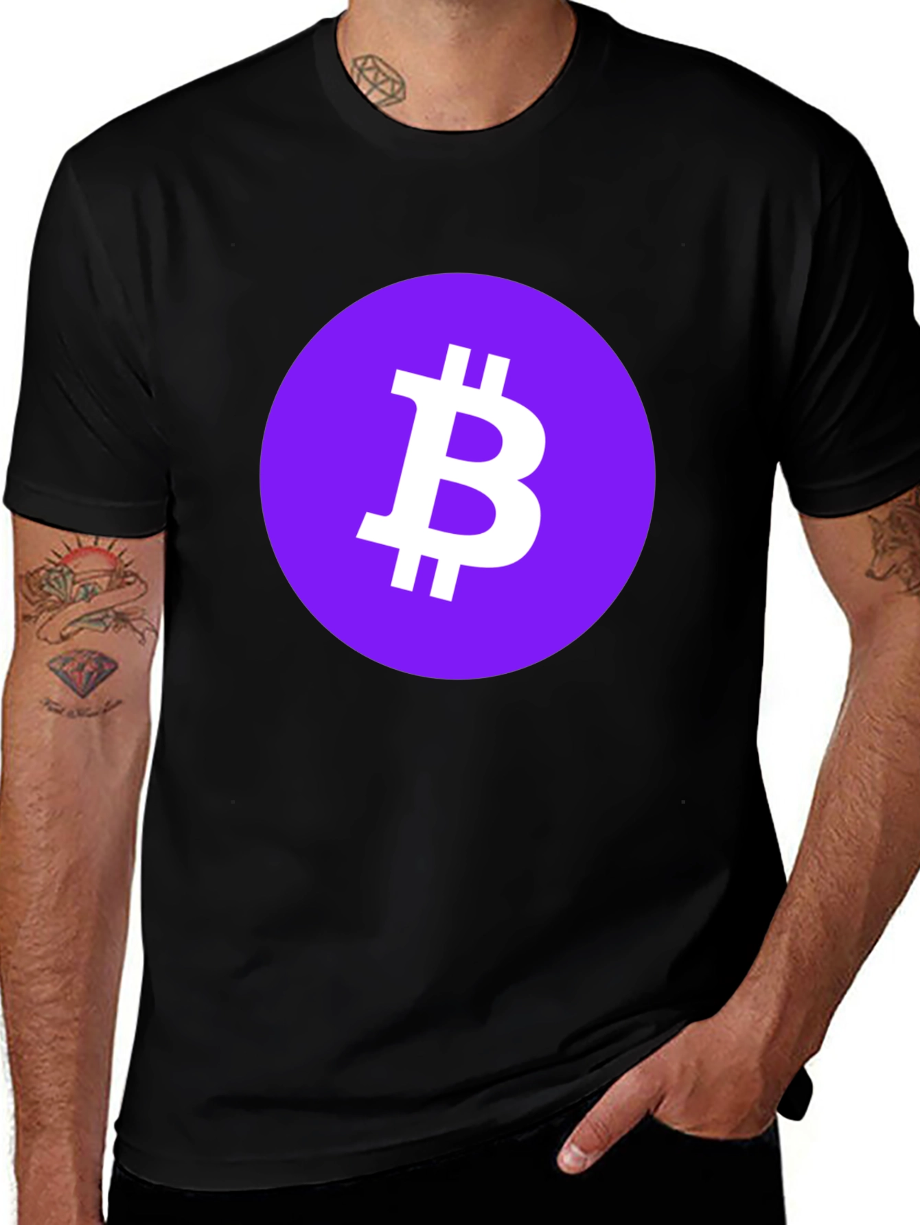 Bitcoin Crypto Tee - Purple Circle Black T-Shirt