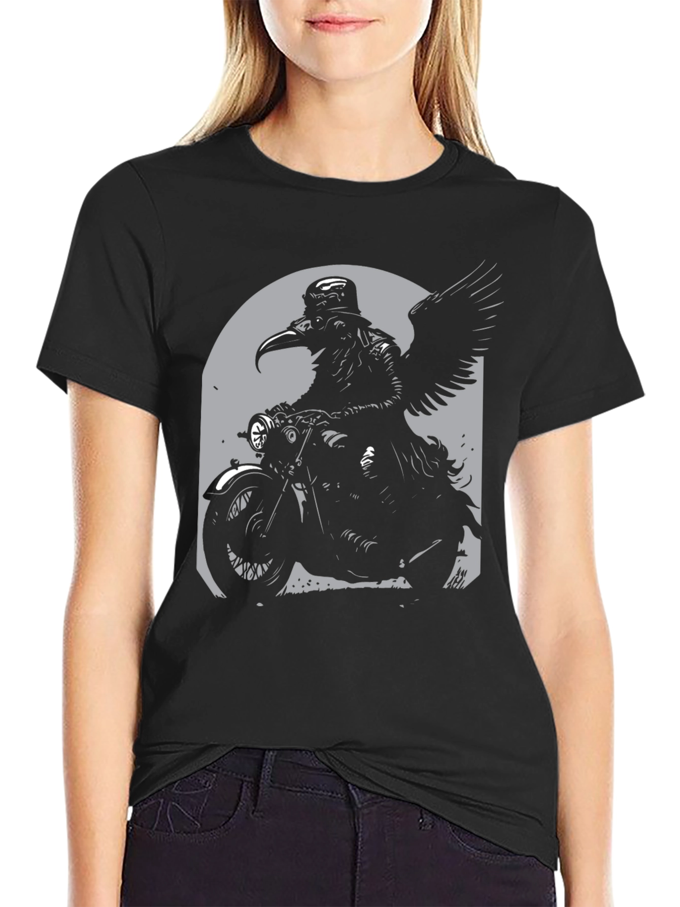 Raven Rider Graphic T-Shirt - Black