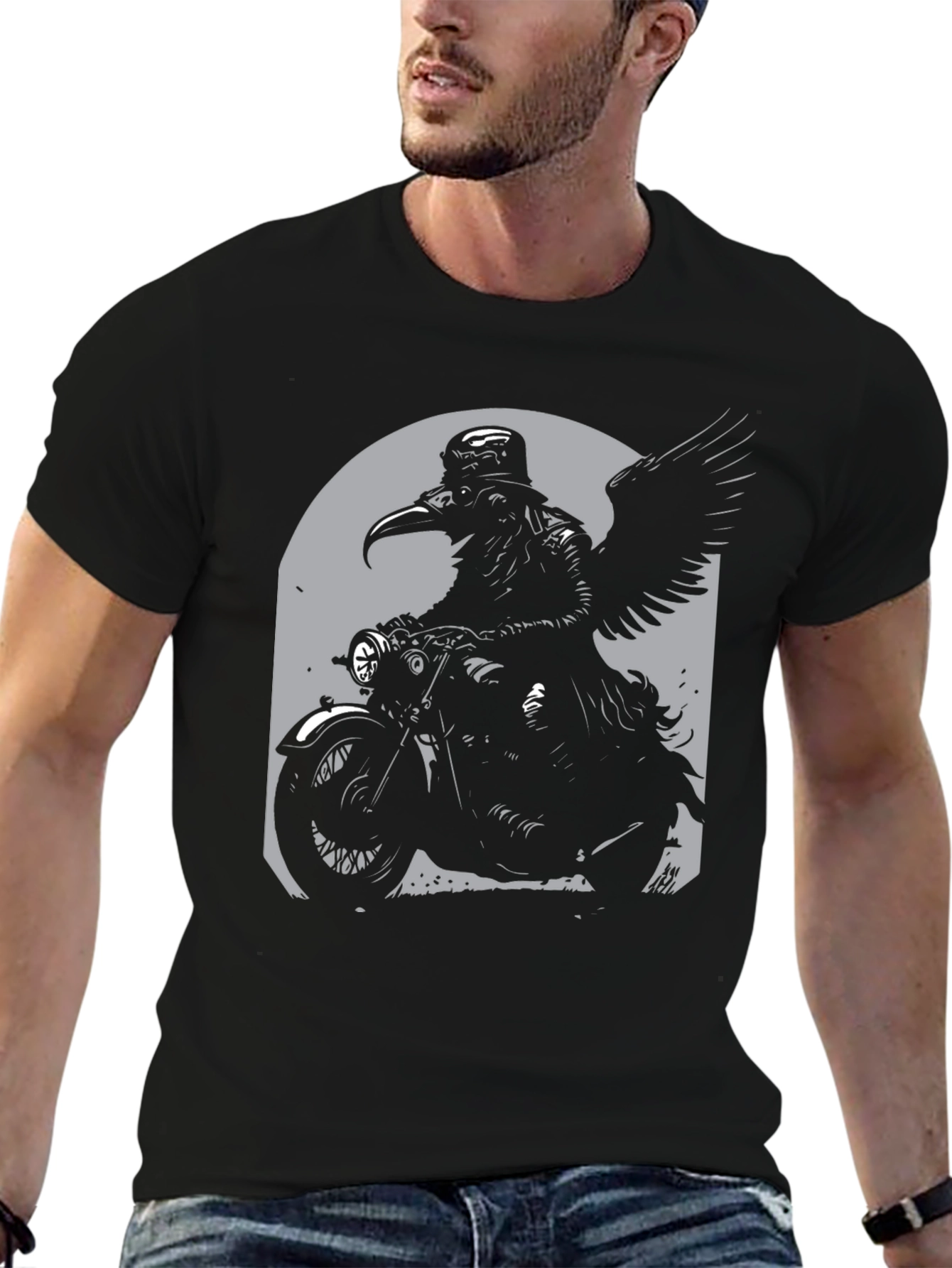 Raven Rider Graphic T-Shirt - Black