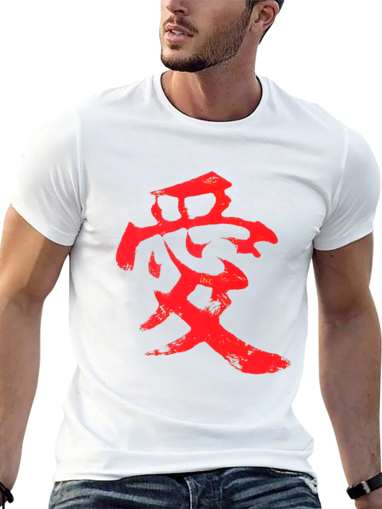 Red Love Symbol Graphic Black T-Shirt