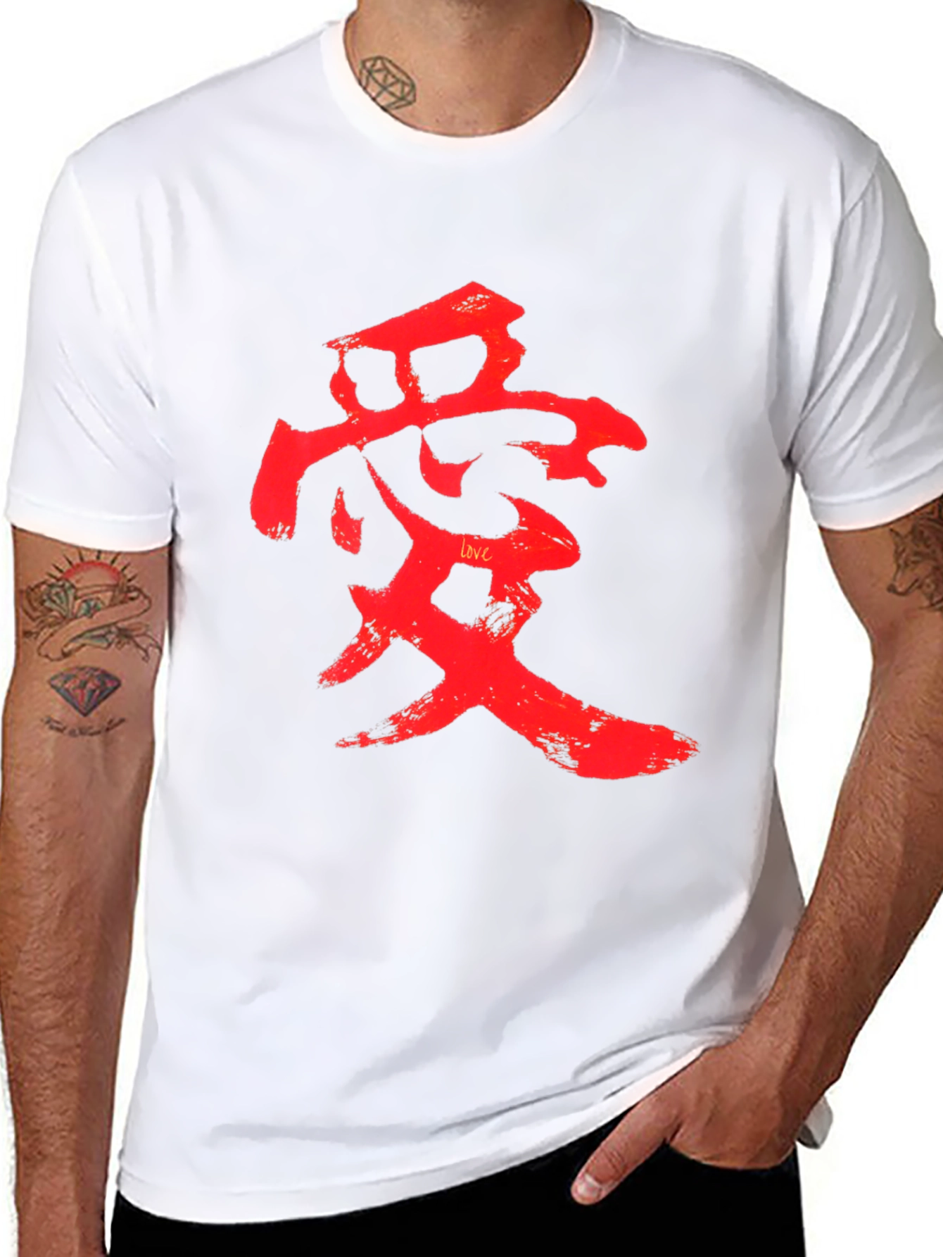 Red Love Symbol Graphic Black T-Shirt