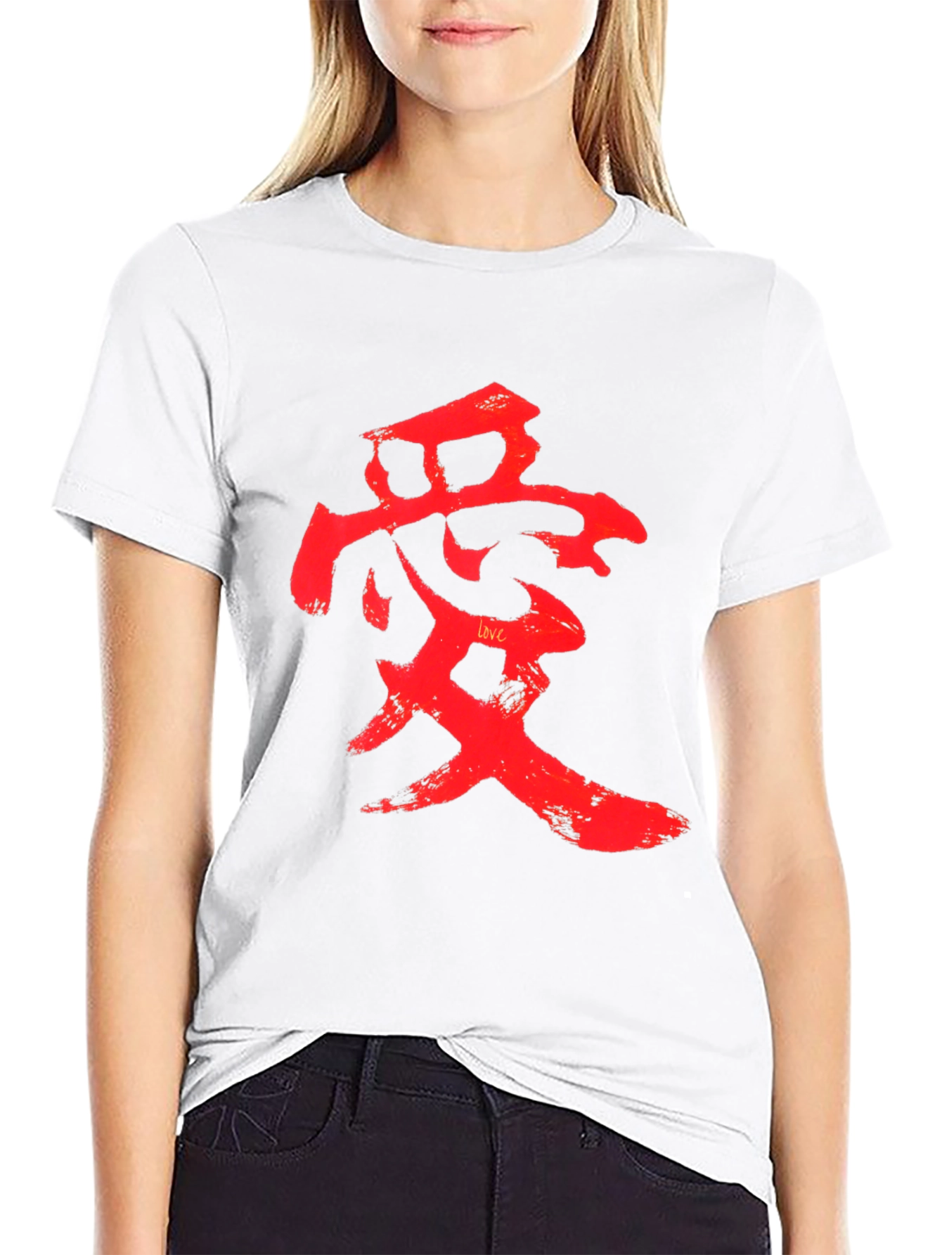 Red Love Symbol Graphic Black T-Shirt
