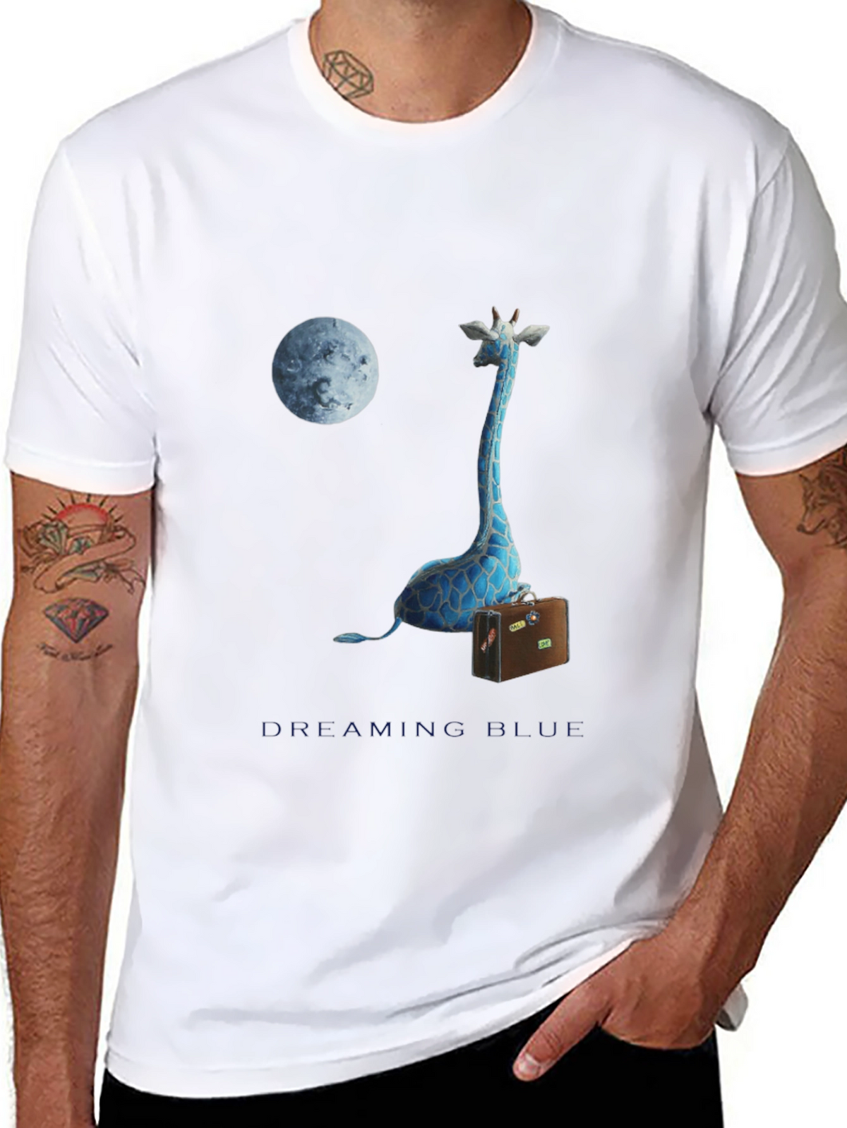 Blue Giraffe Dreams Graphic Tee