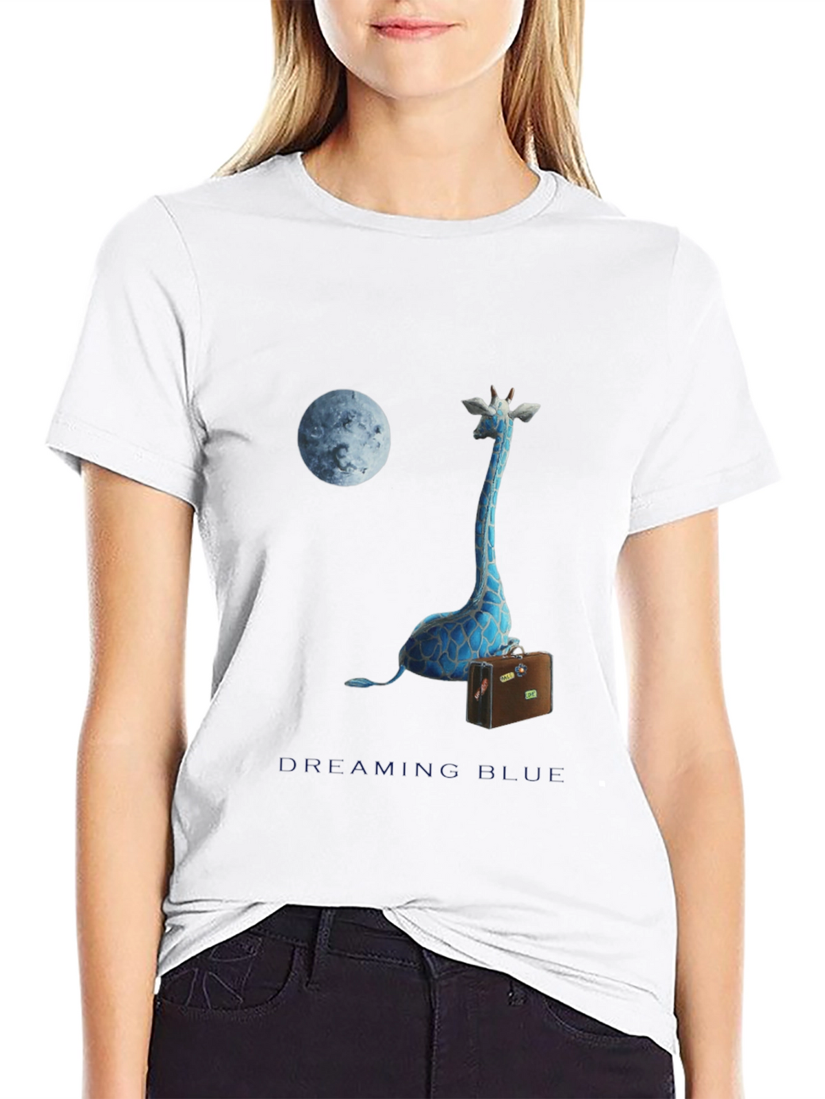 Blue Giraffe Dreams Graphic Tee