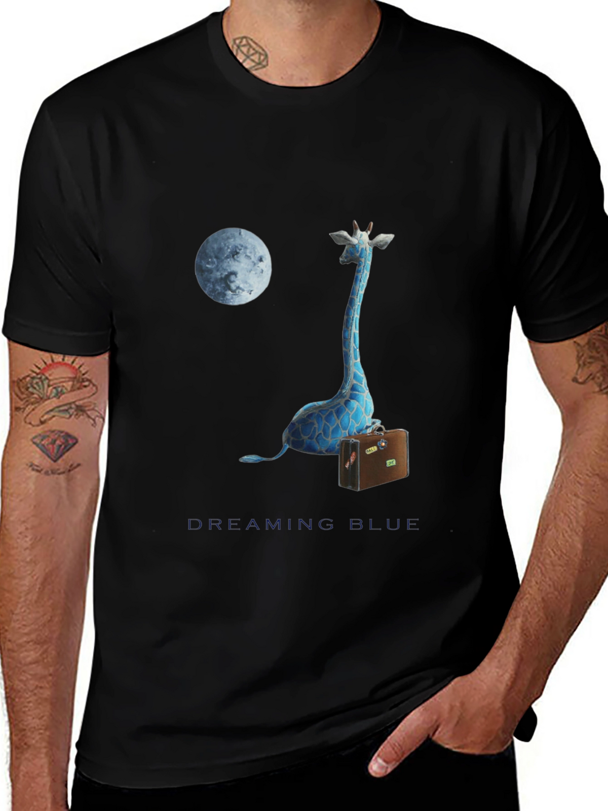 Blue Giraffe Dreams Graphic Tee