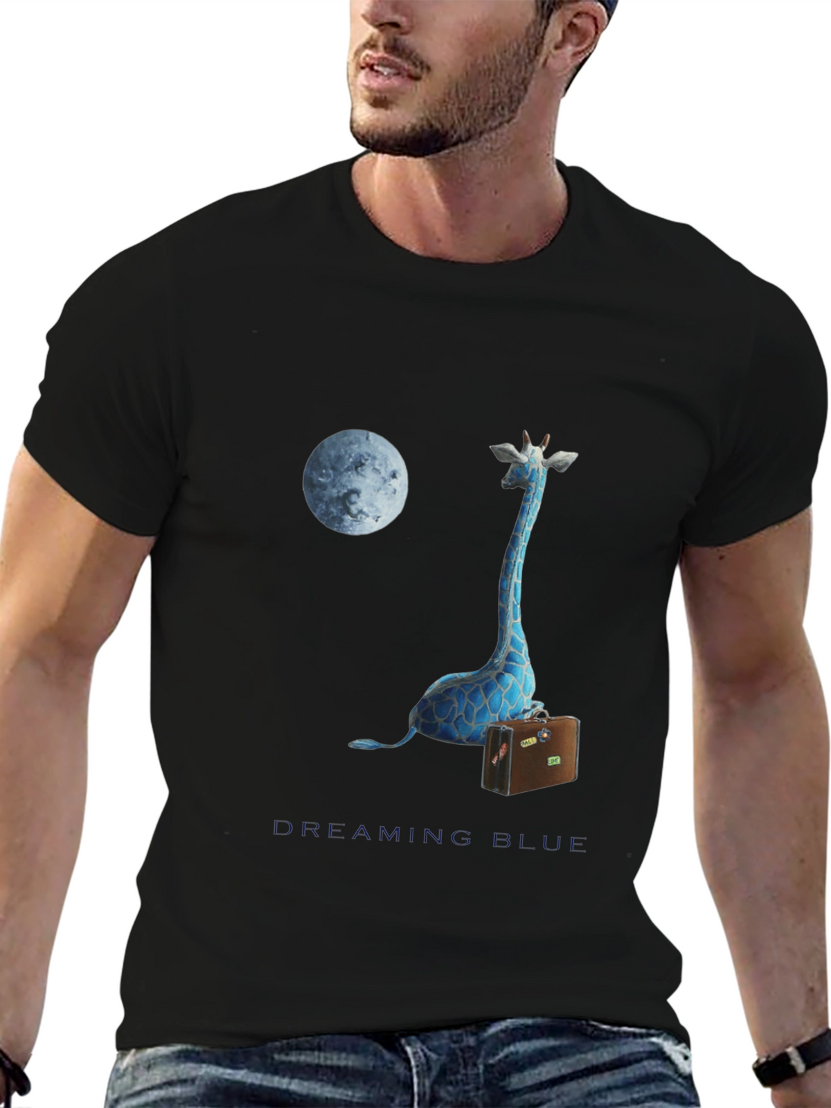 Blue Giraffe Dreams Graphic Tee