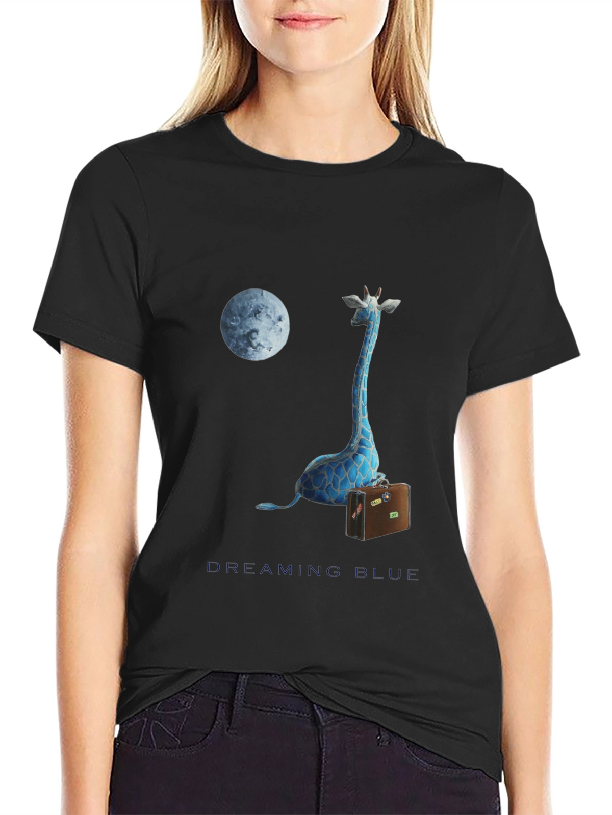 Blue Giraffe Dreams Graphic Tee