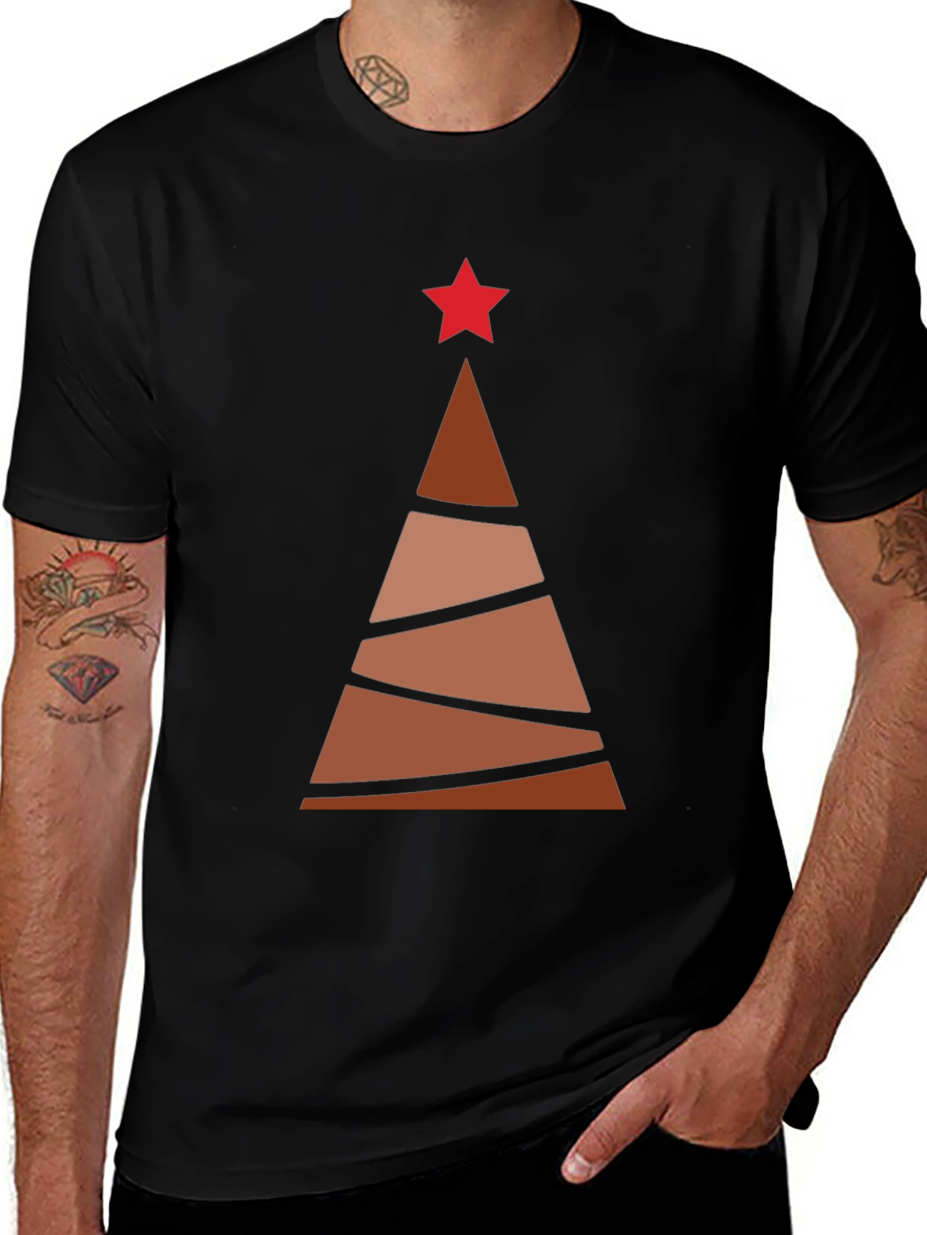 Abstract Christmas Tree Graphic Tee - Holiday Style
