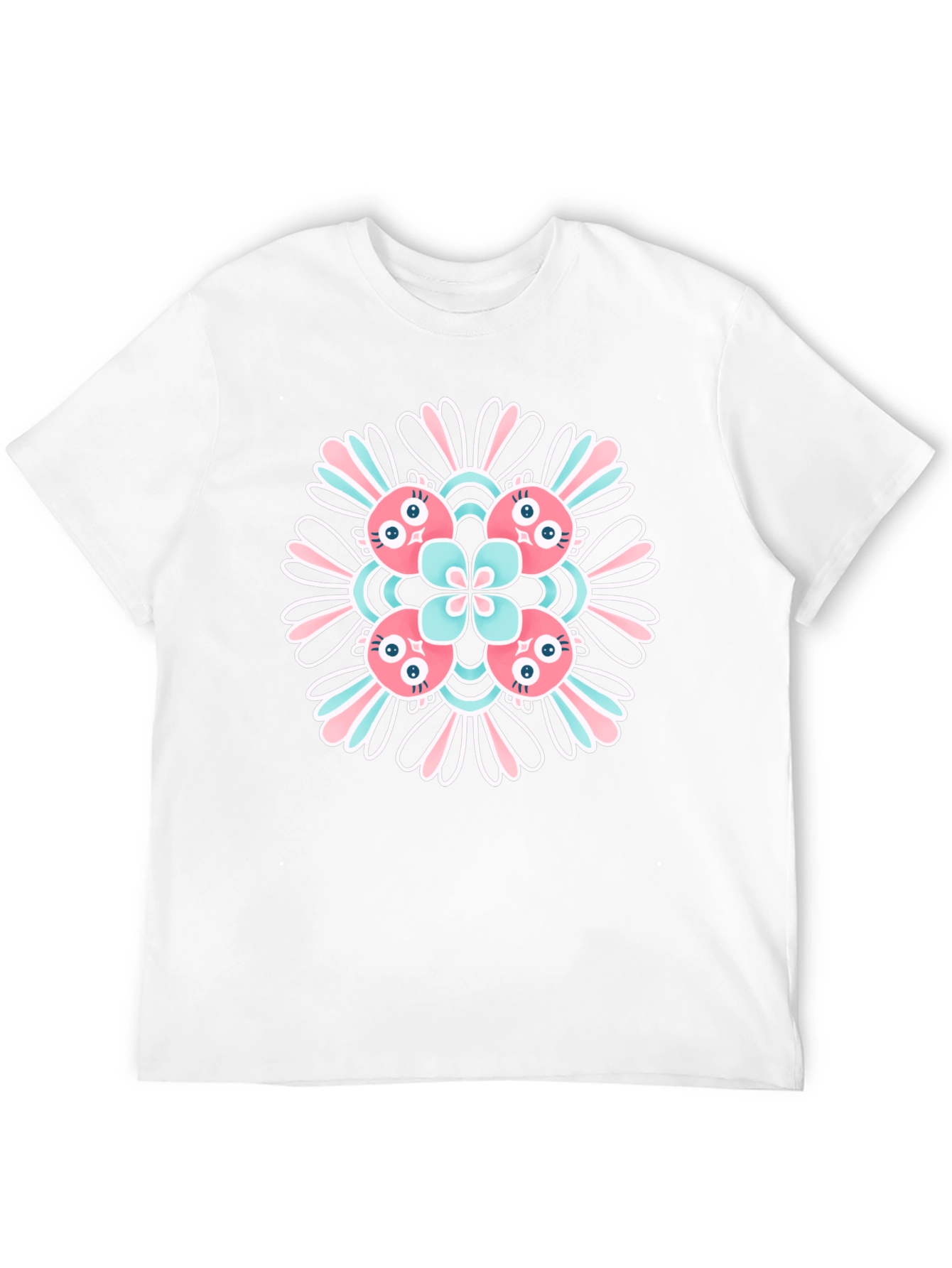 Black Graphic Tee with Floral Alien Design