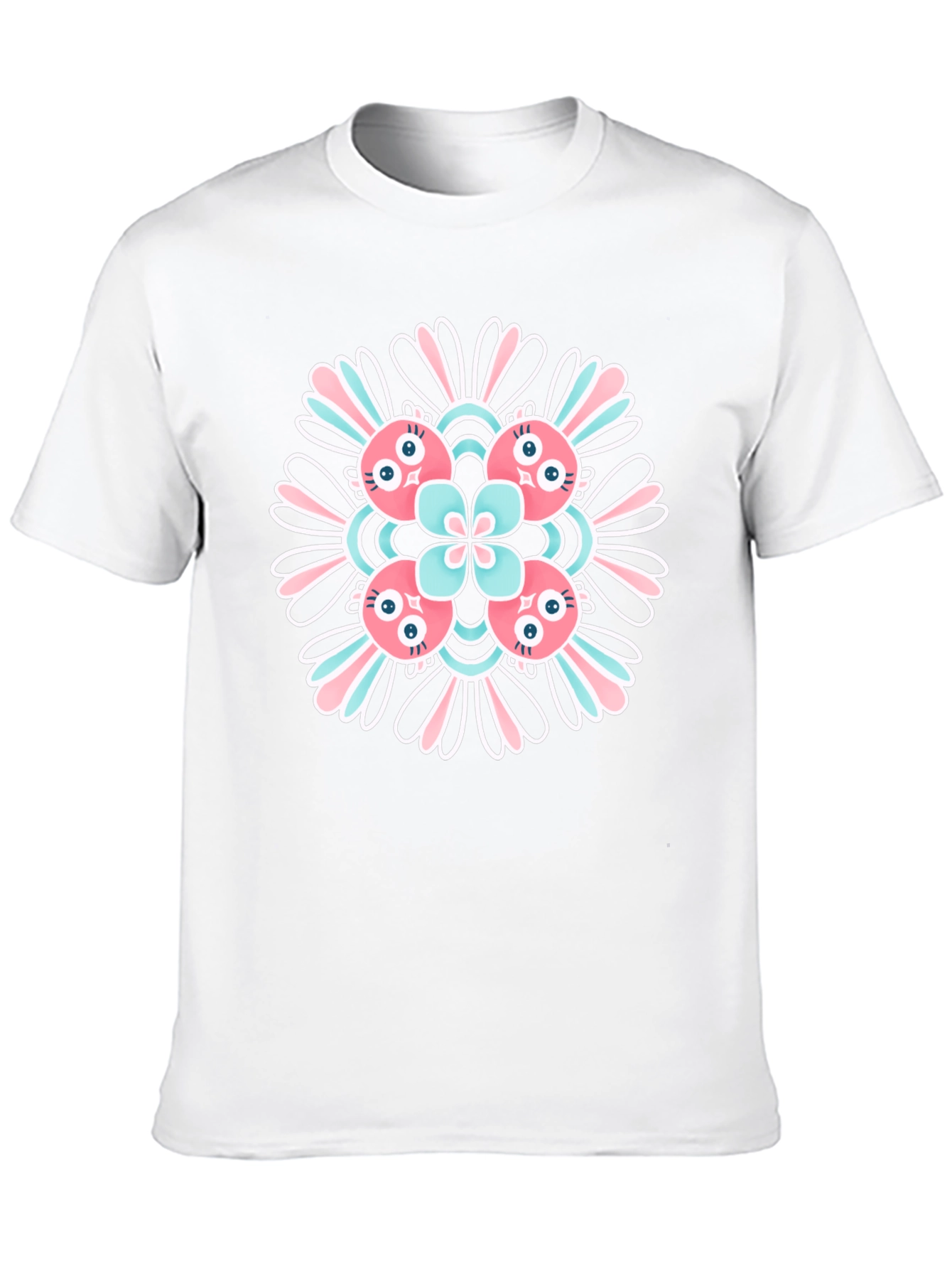 Black Graphic Tee with Floral Alien Design