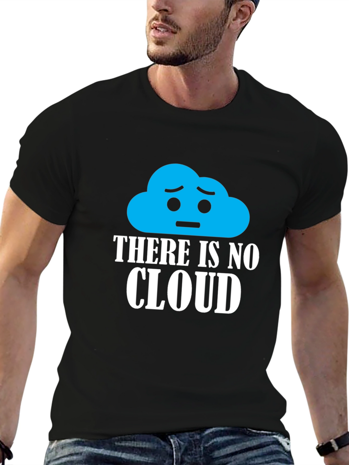 No Cloud Graphic Print Black T-Shirt