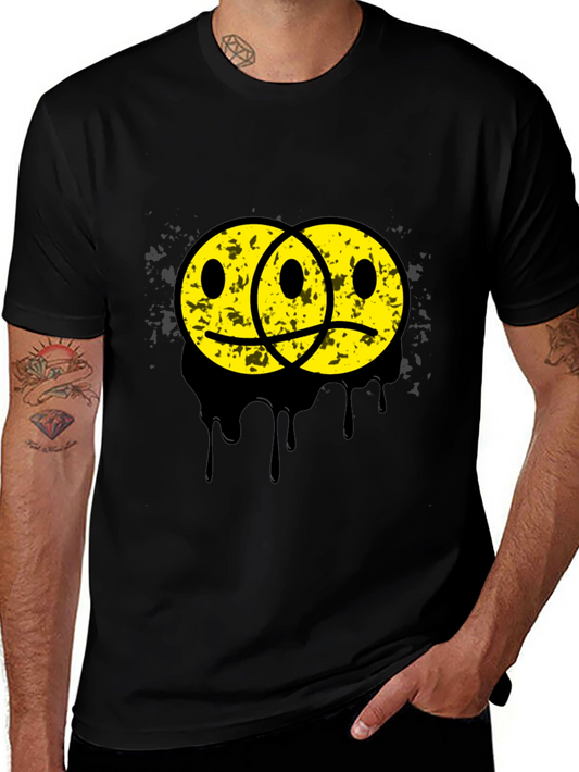 Sad Happy Face Graphic Tee - Unisex Black T-Shirt