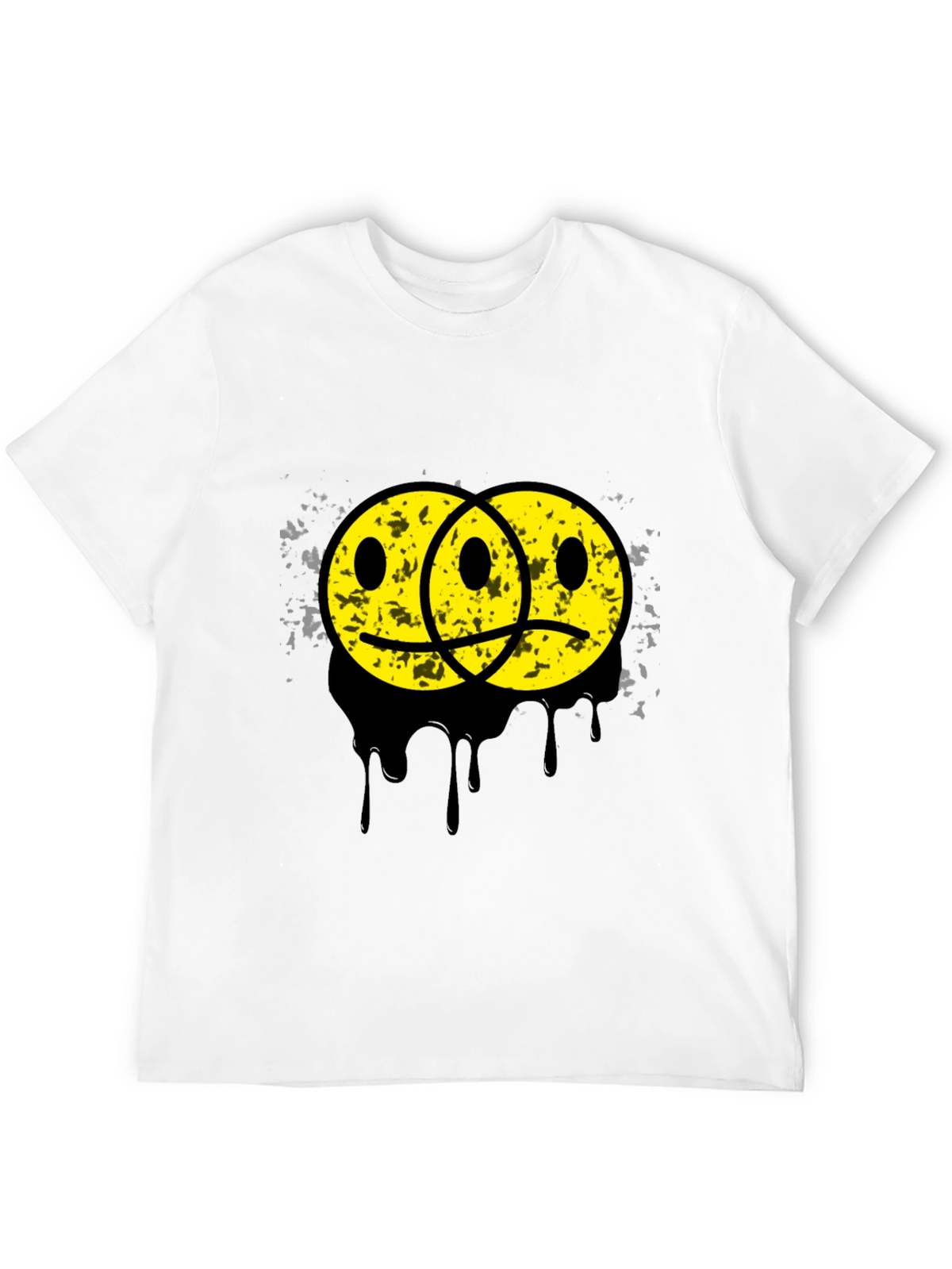Sad Happy Face Graphic Tee - Unisex Black T-Shirt