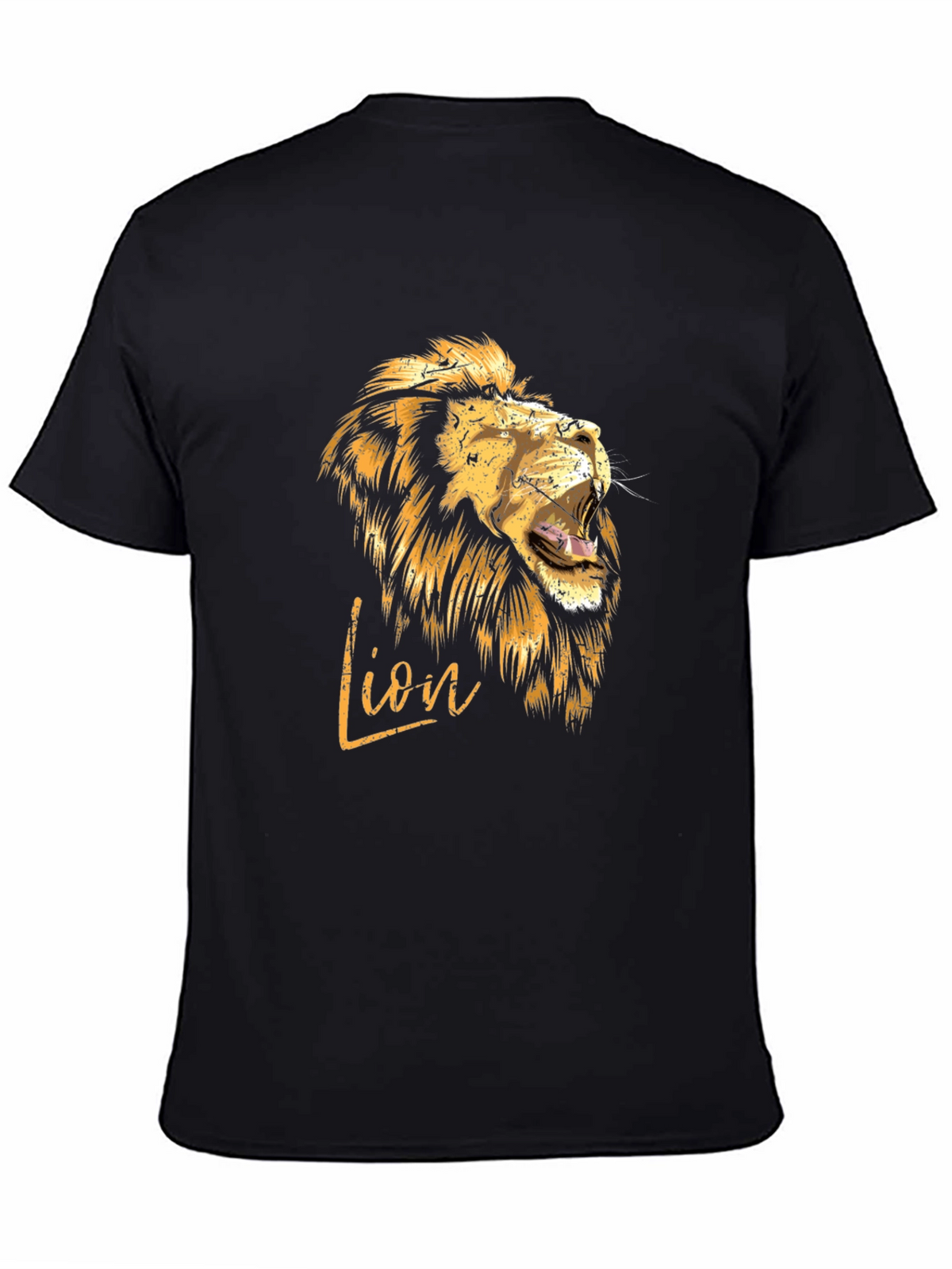 Lion Graphic Print Mens T-Shirt - Black