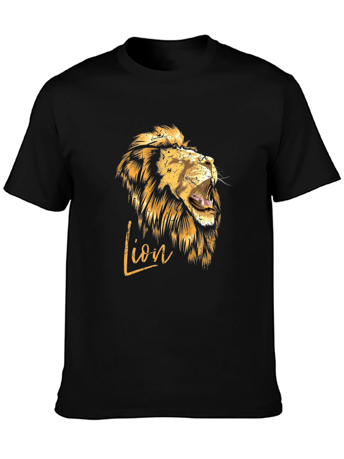 Lion Graphic Print Mens T-Shirt - Black