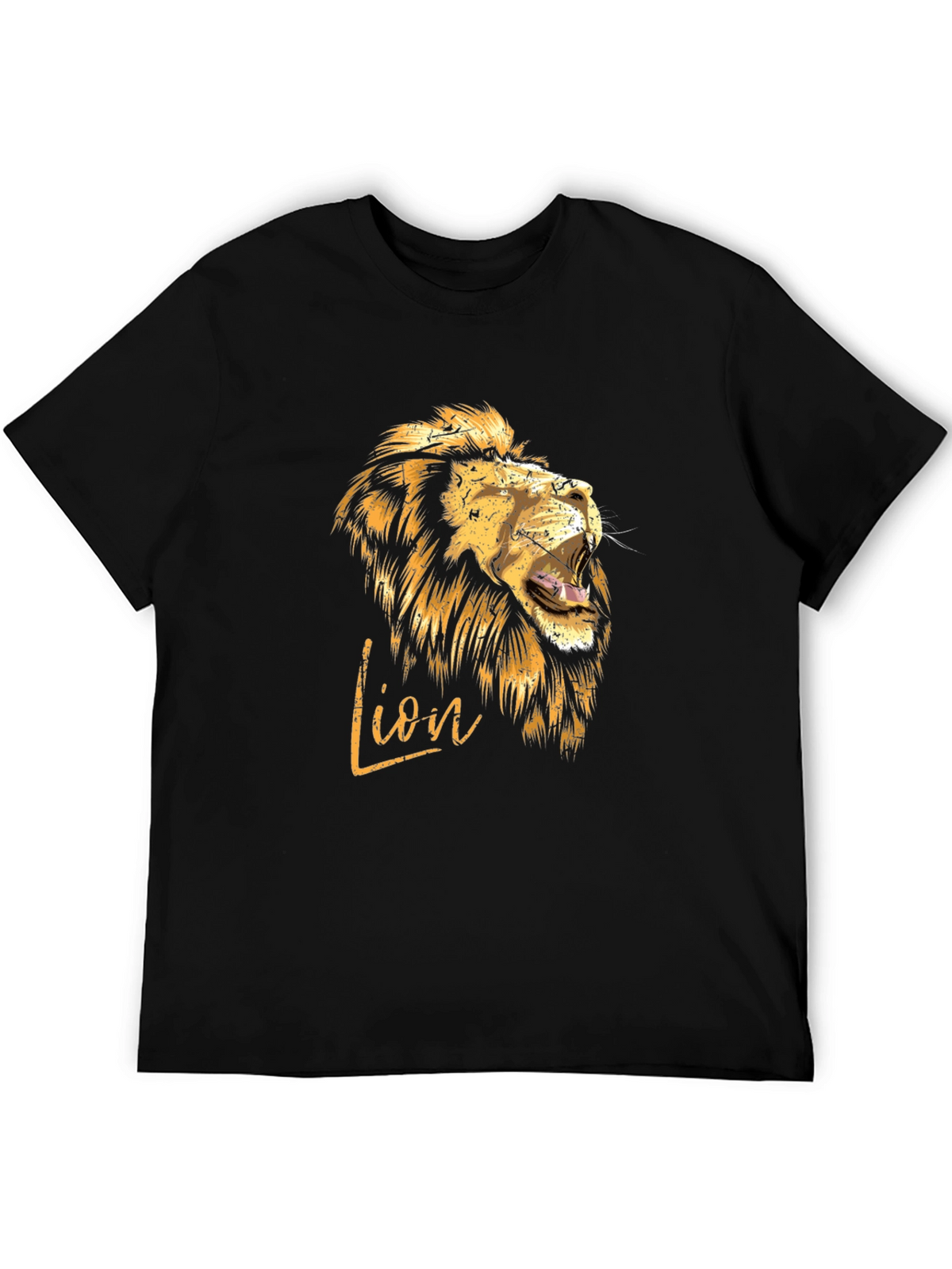 Lion Graphic Print Mens T-Shirt - Black