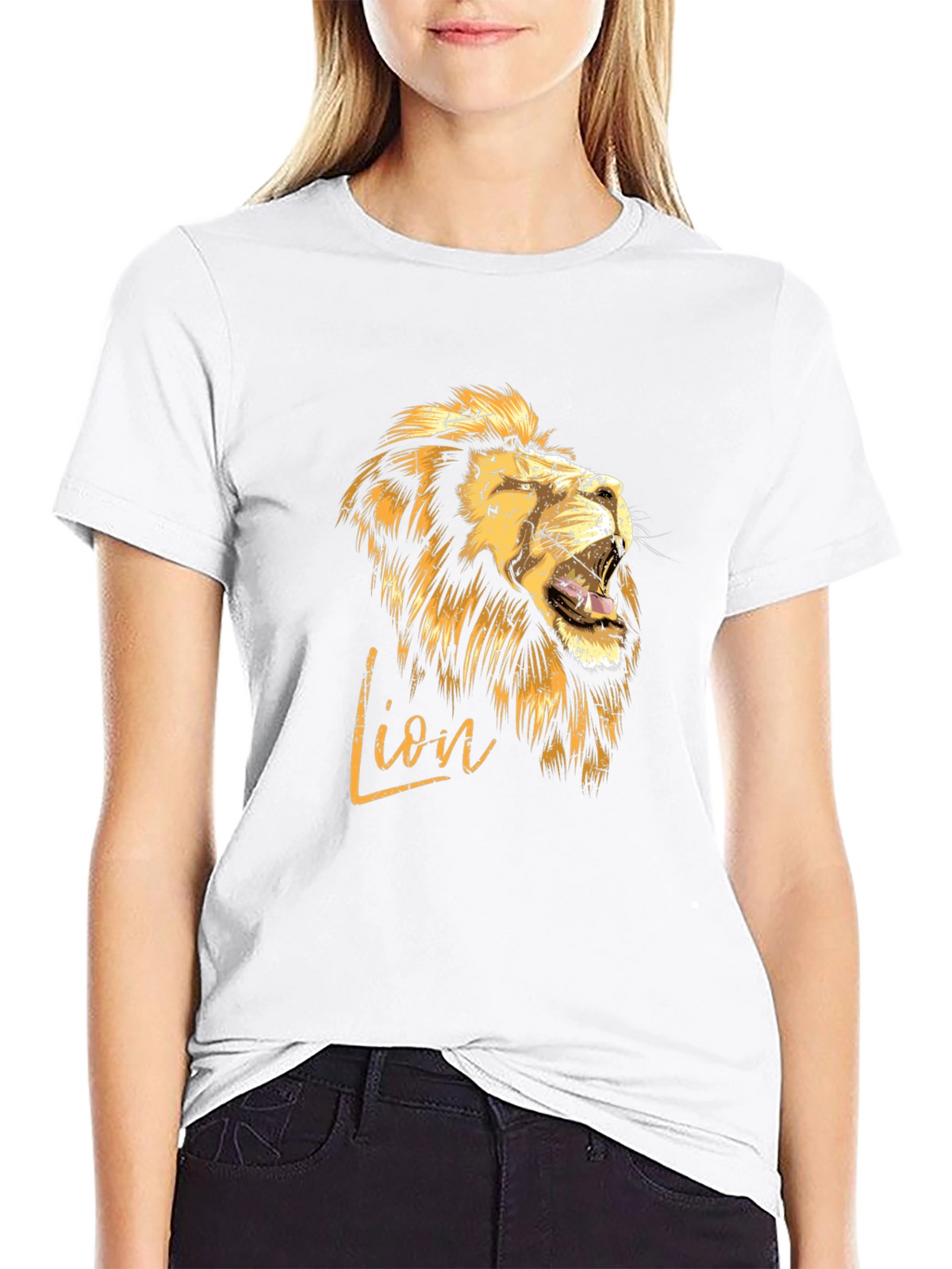Lion Graphic Print Mens T-Shirt - Black