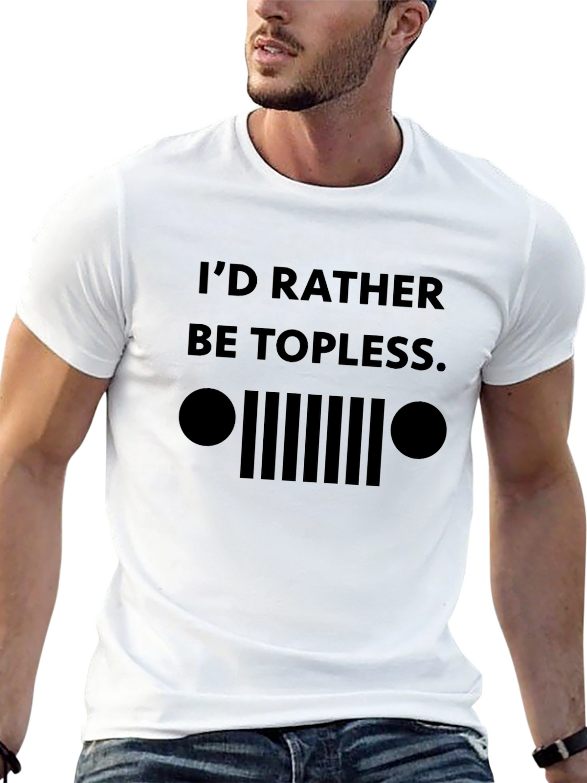 Id Rather Be Topless Mens Black T-Shirt
