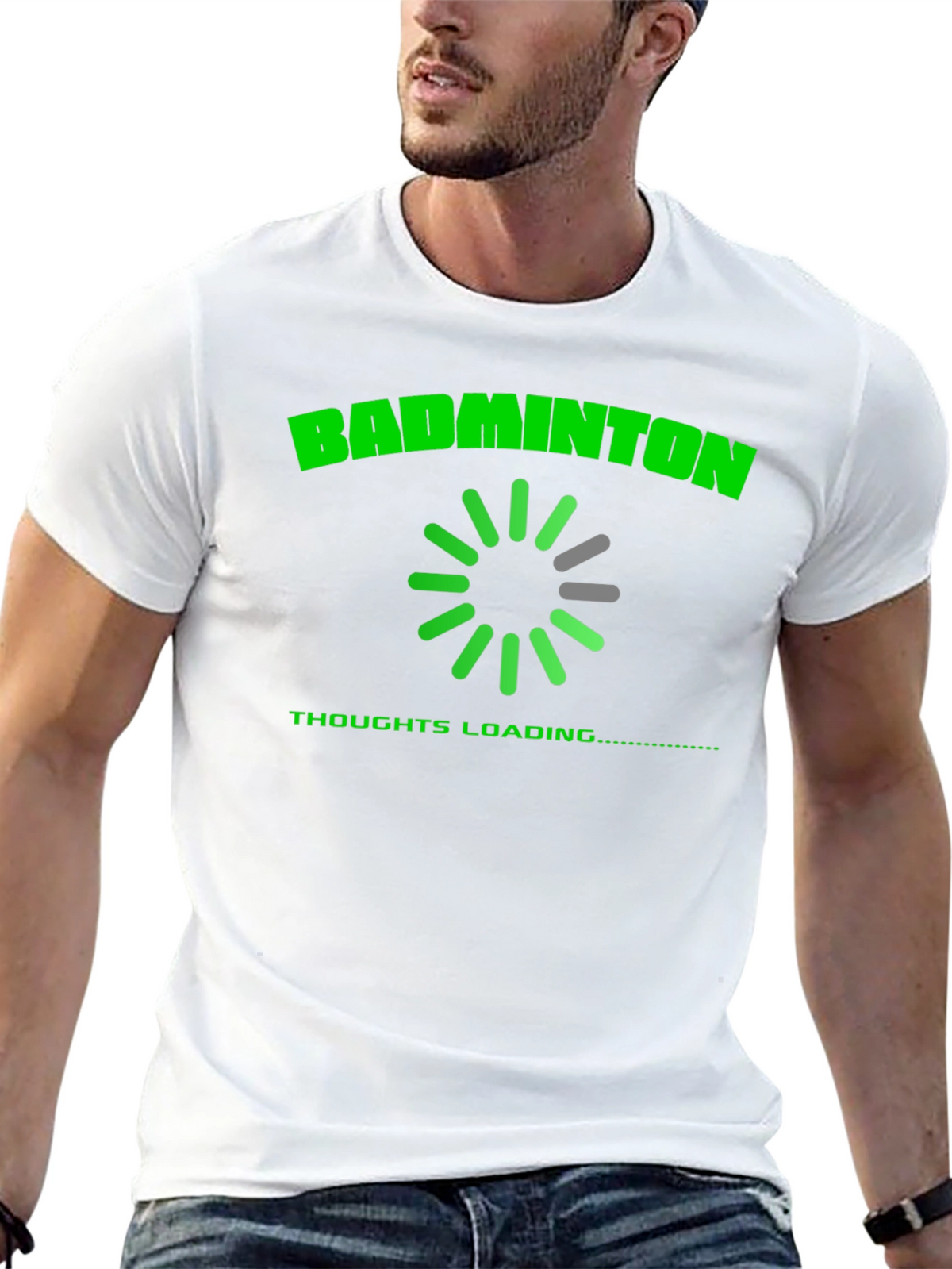 Badminton Thoughts Loading T-Shirt - Black Cotton Tee
