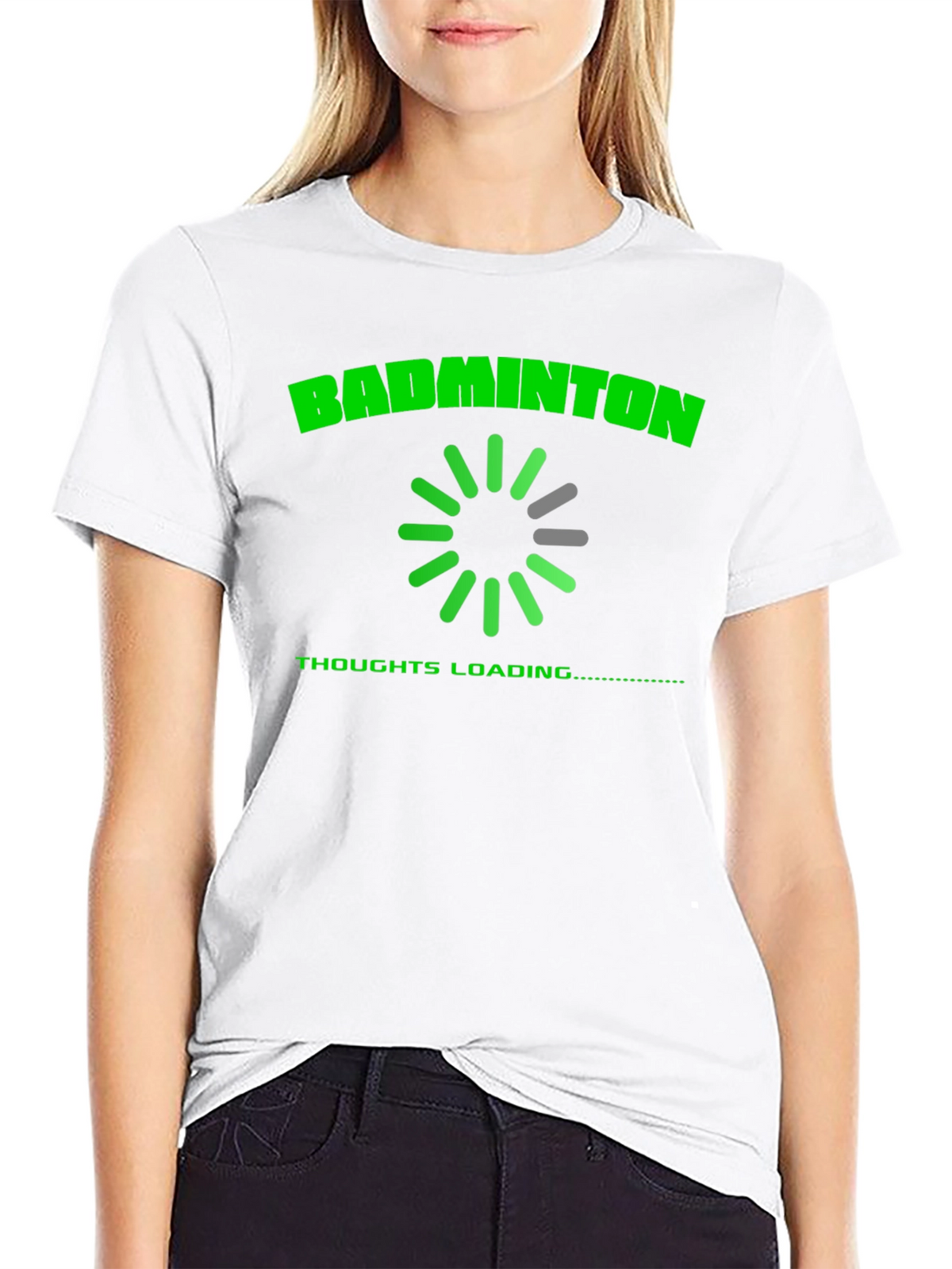 Badminton Thoughts Loading T-Shirt - Black Cotton Tee