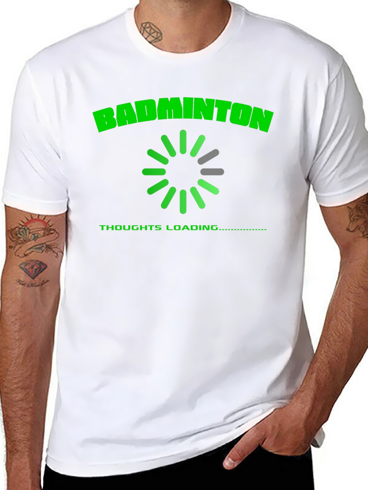 Badminton Thoughts Loading T-Shirt - Black Cotton Tee