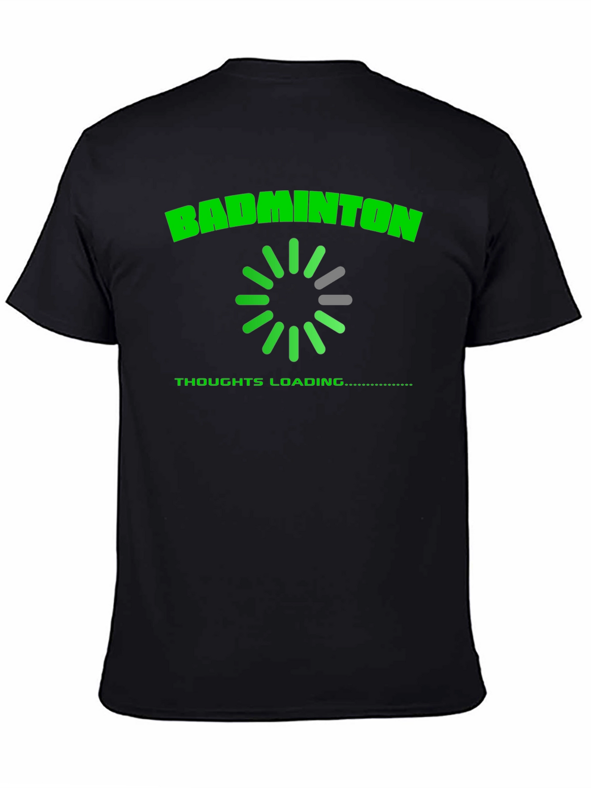 Badminton Thoughts Loading T-Shirt - Black Cotton Tee