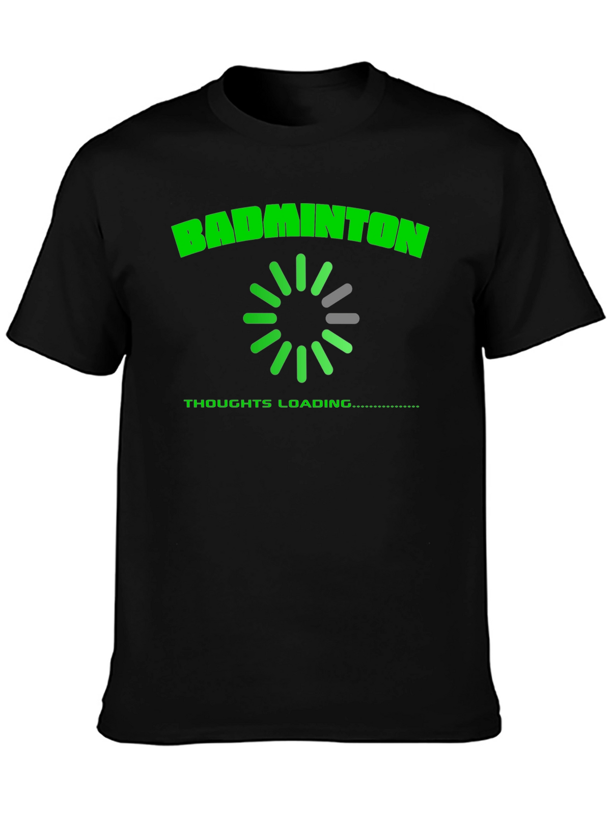 Badminton Thoughts Loading T-Shirt - Black Cotton Tee