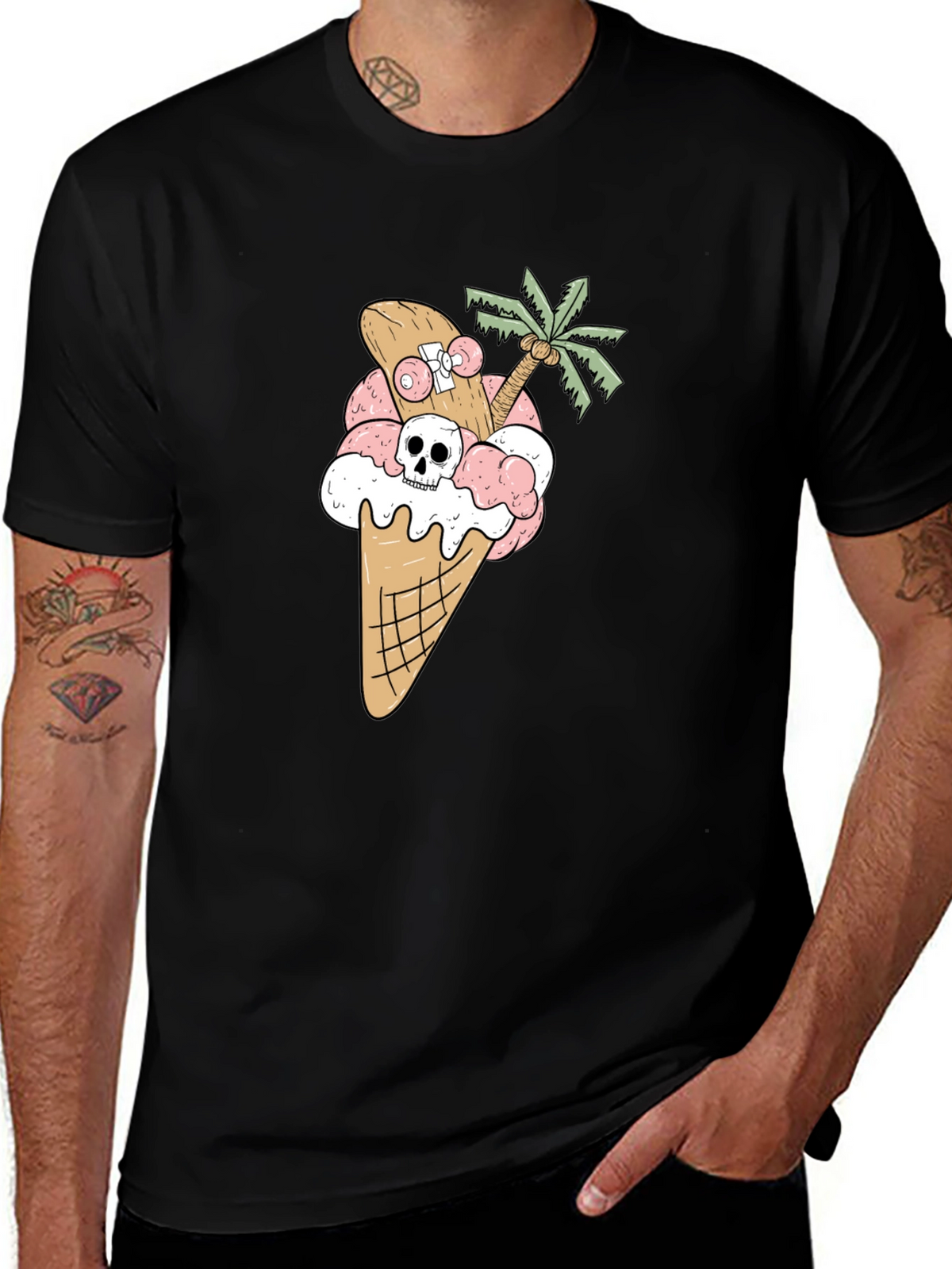 Skateboarding Skull Ice Cream Cone Tee