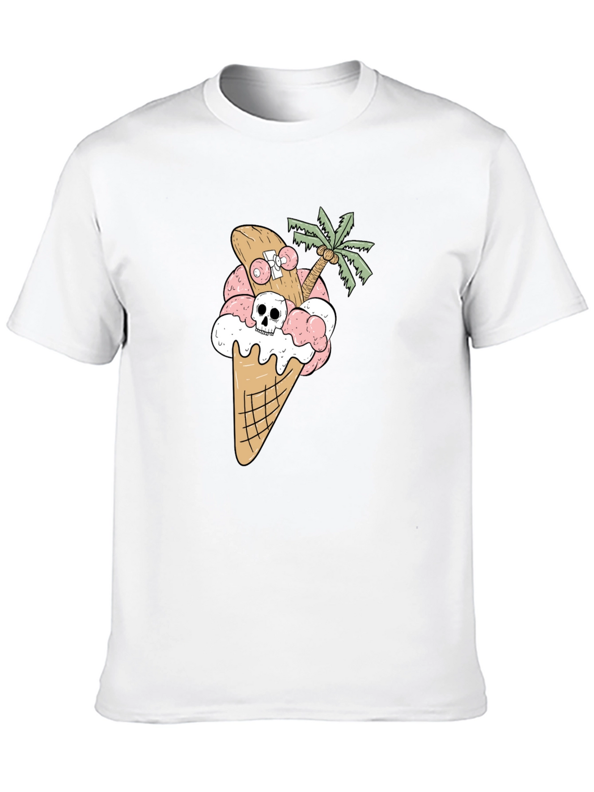Skateboarding Skull Ice Cream Cone Tee