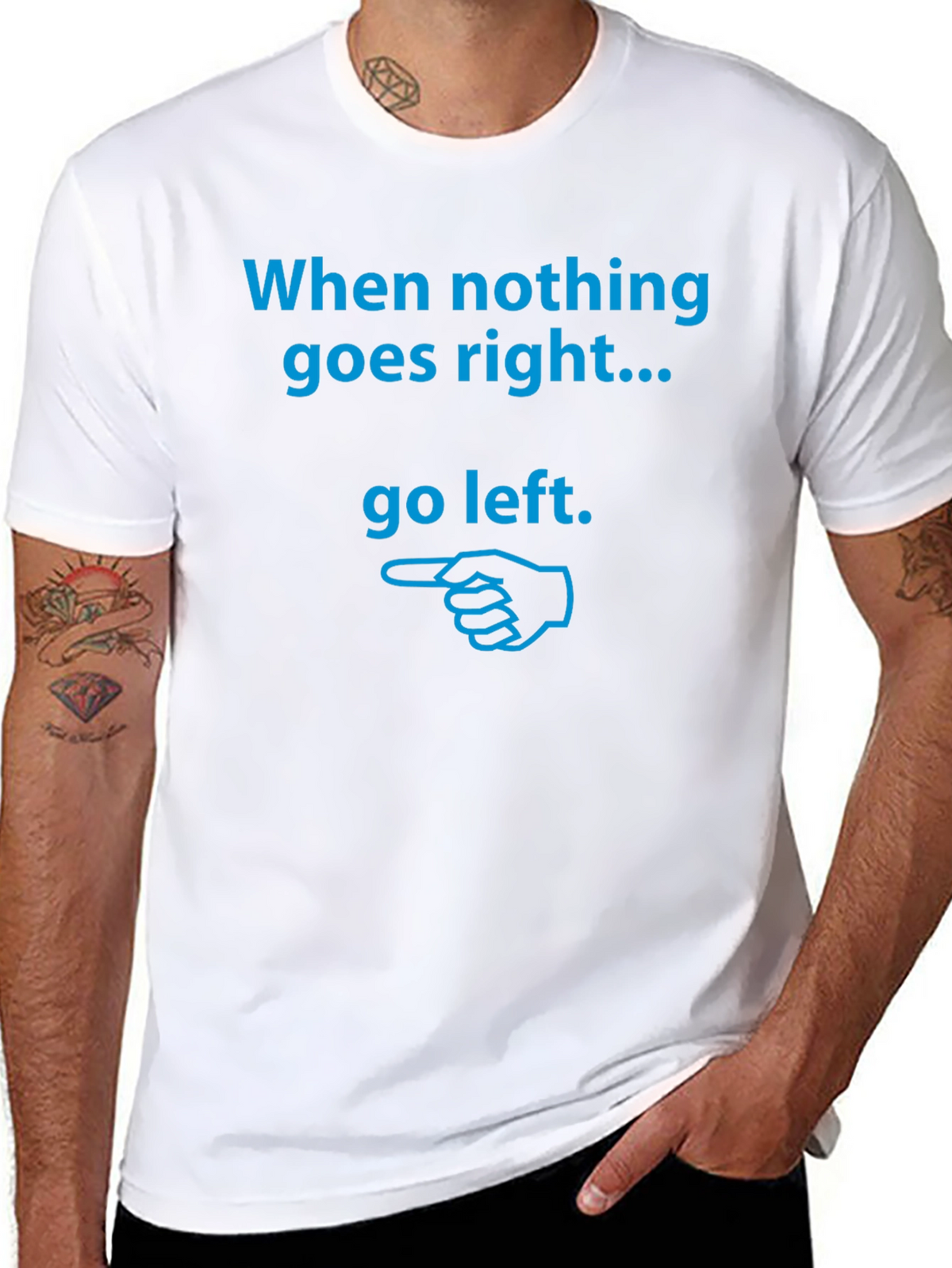 Go Left Graphic Tee - Black Cotton T-Shirt