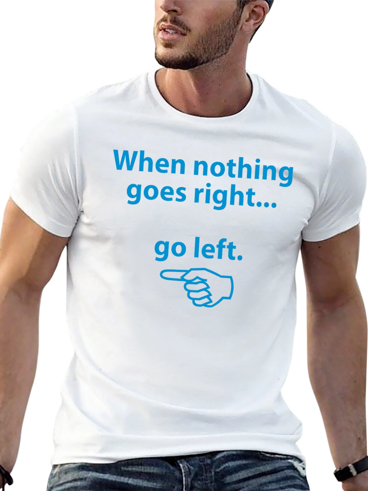 Go Left Graphic Tee - Black Cotton T-Shirt