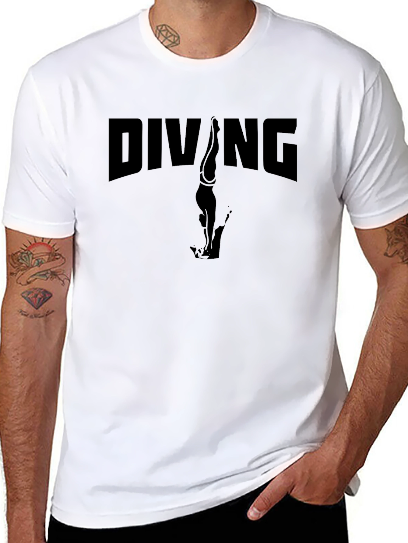 Diving Graphic Tee - Black
