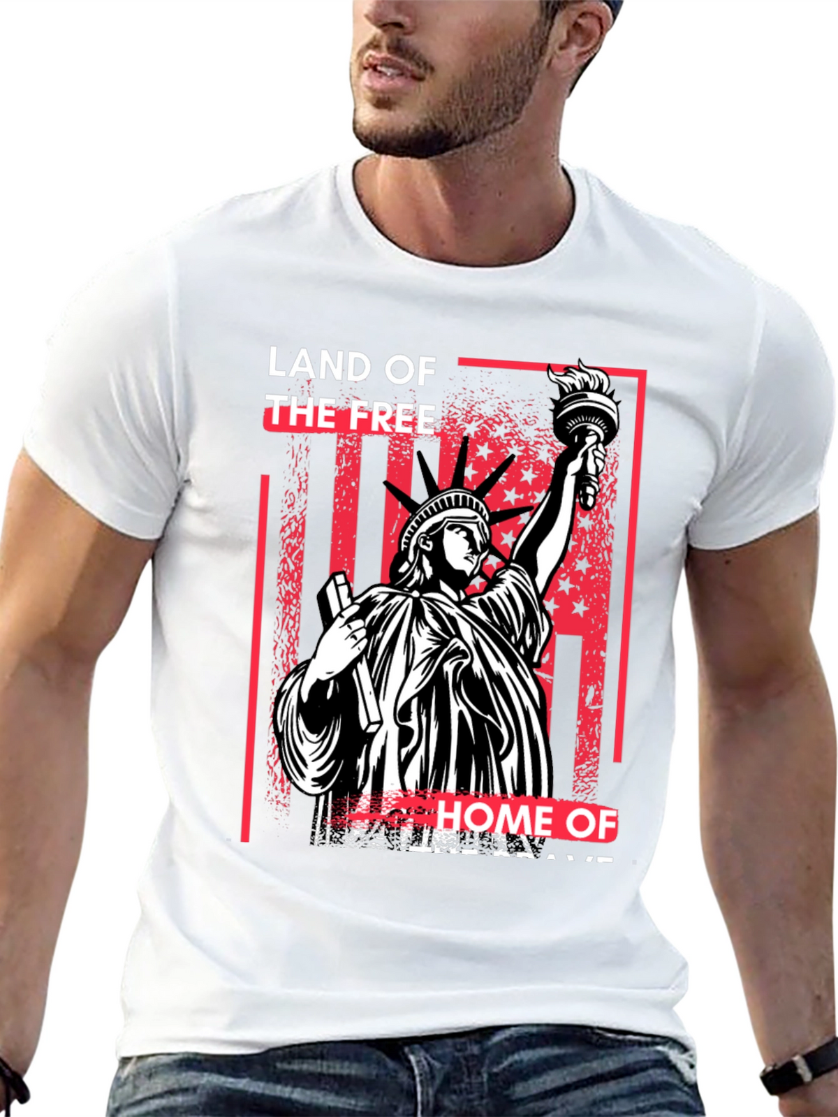 Land of the Free Statue of Liberty Graphic T-Shirt