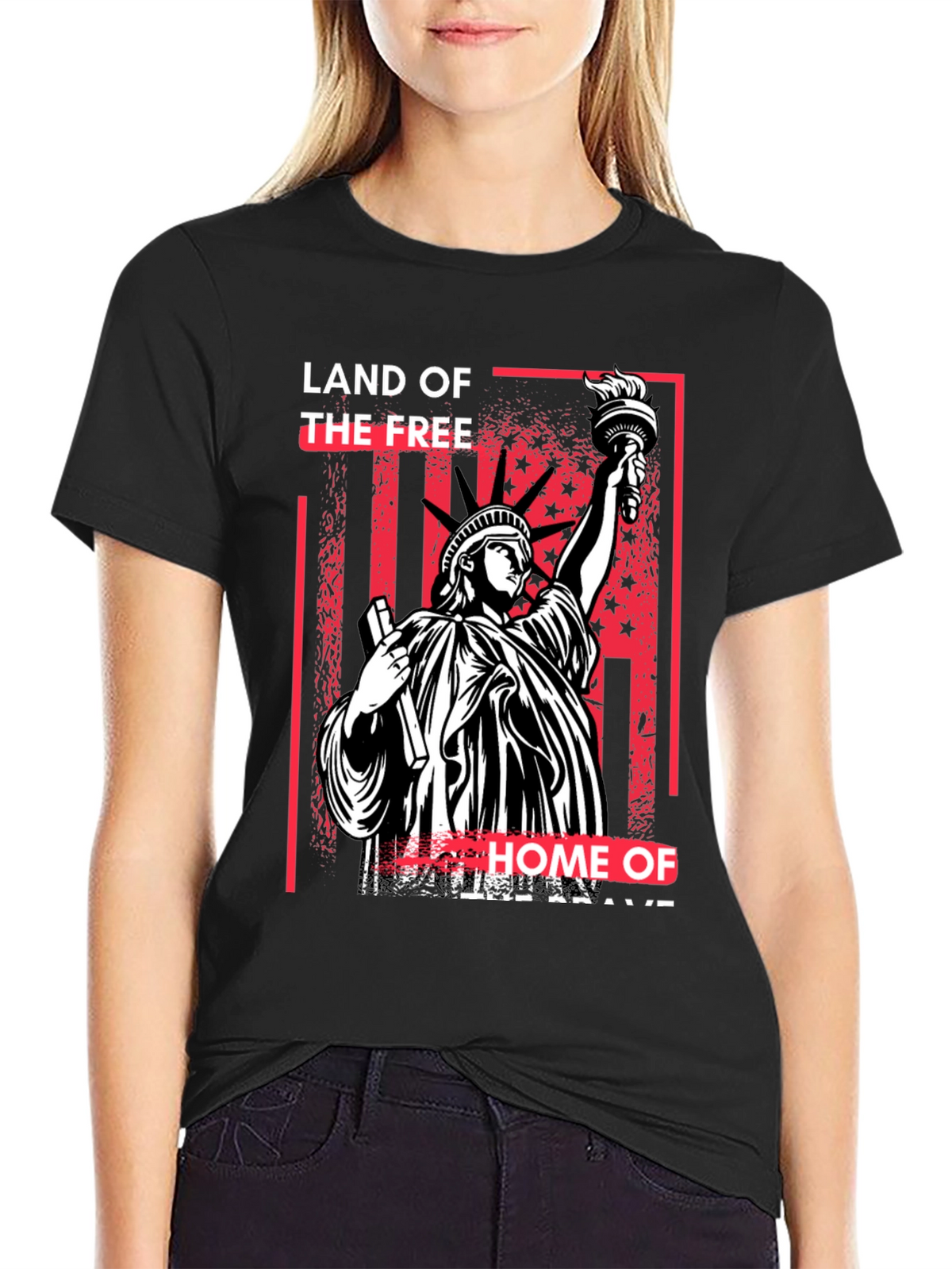 Land of the Free Statue of Liberty Graphic T-Shirt